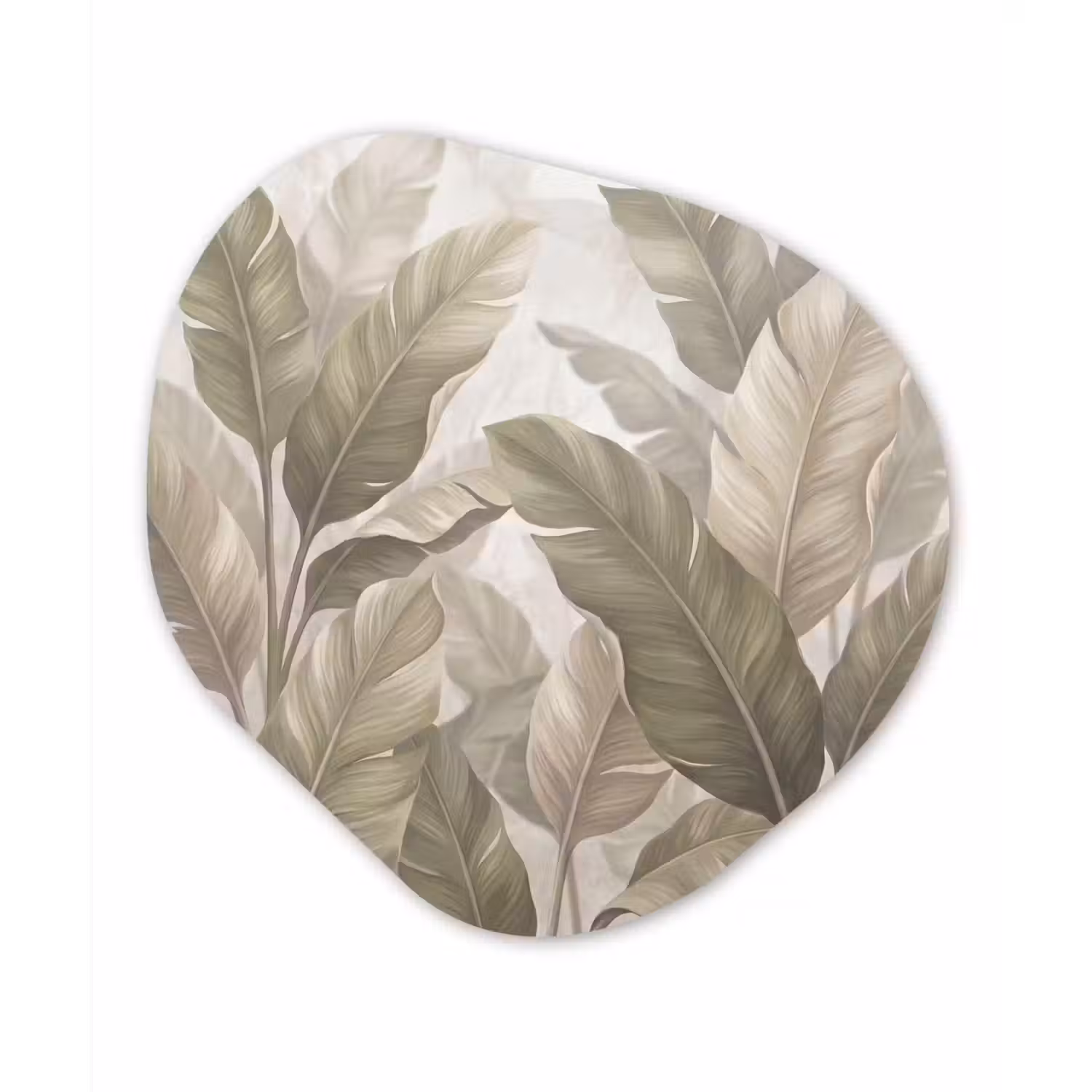 Bladeren - Tropisch - Natuur - Abstract - Beige Wandcirkel Organisch Forex 3mm klein -3d
