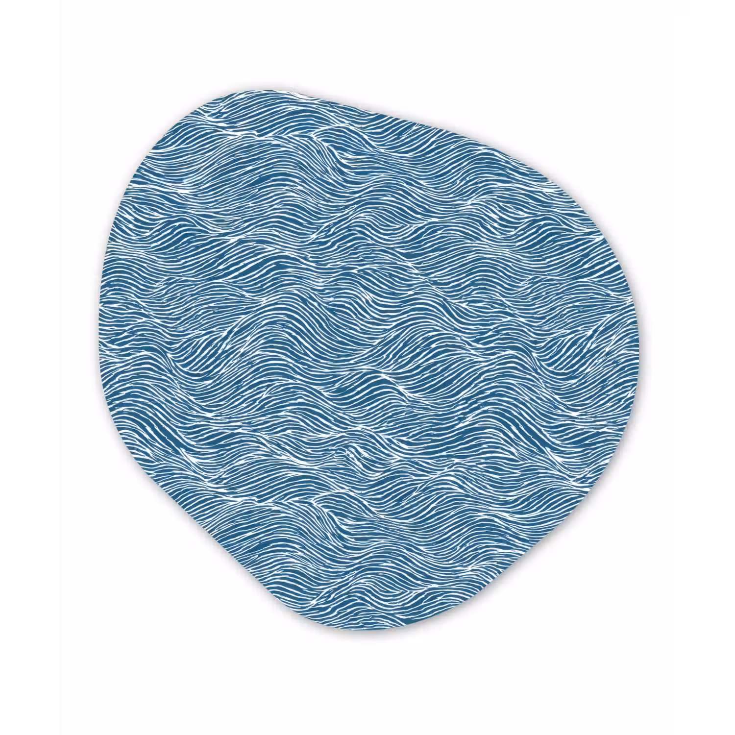 Blauw - Wit - Golven - Getekend - Textuur Wandcirkel Organisch Forex 3mm klein 629 -3d