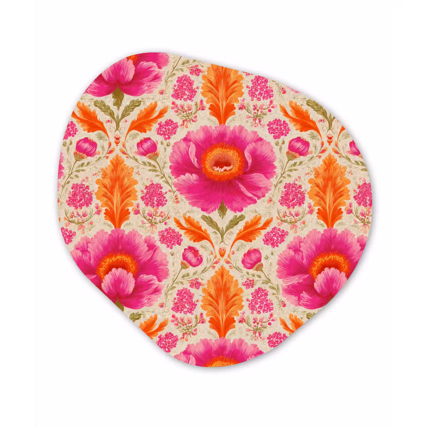 Bloemen - Barok - Roze - Oranje Wandcirkel Organisch Forex 3mm klein 629 -3d