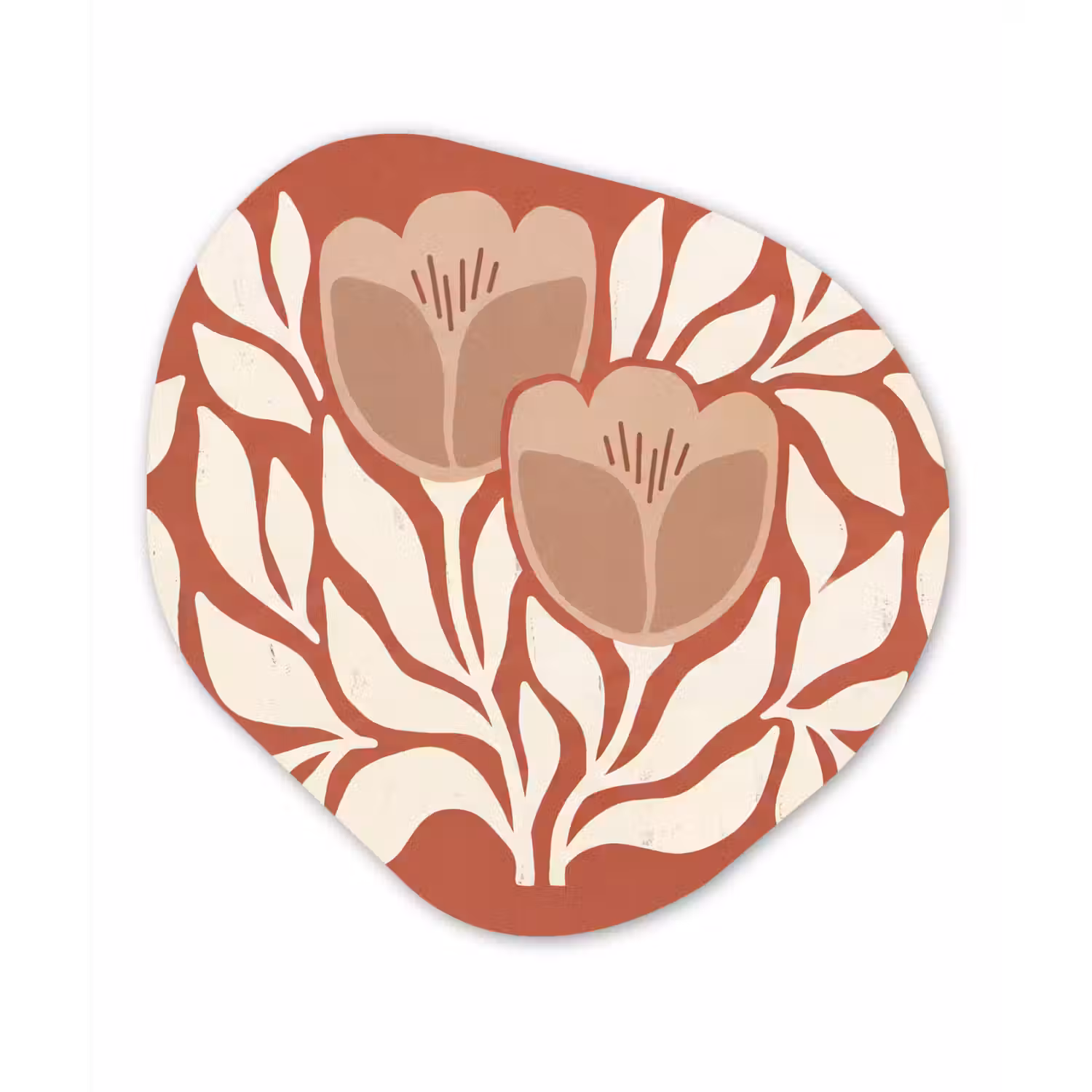 Bloemen - Abstract - Modern - Beige - Natuur Wandcirkel Organisch Forex 3mm klein -3d