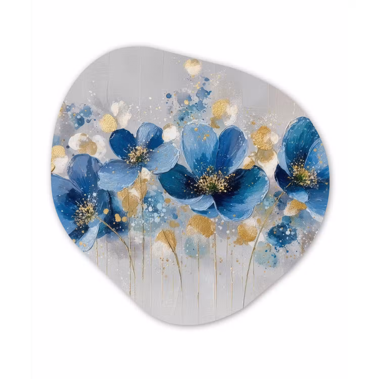 Bloemen - Blauw - Abstract Wandcirkel Organisch Forex 3mm klein -3d