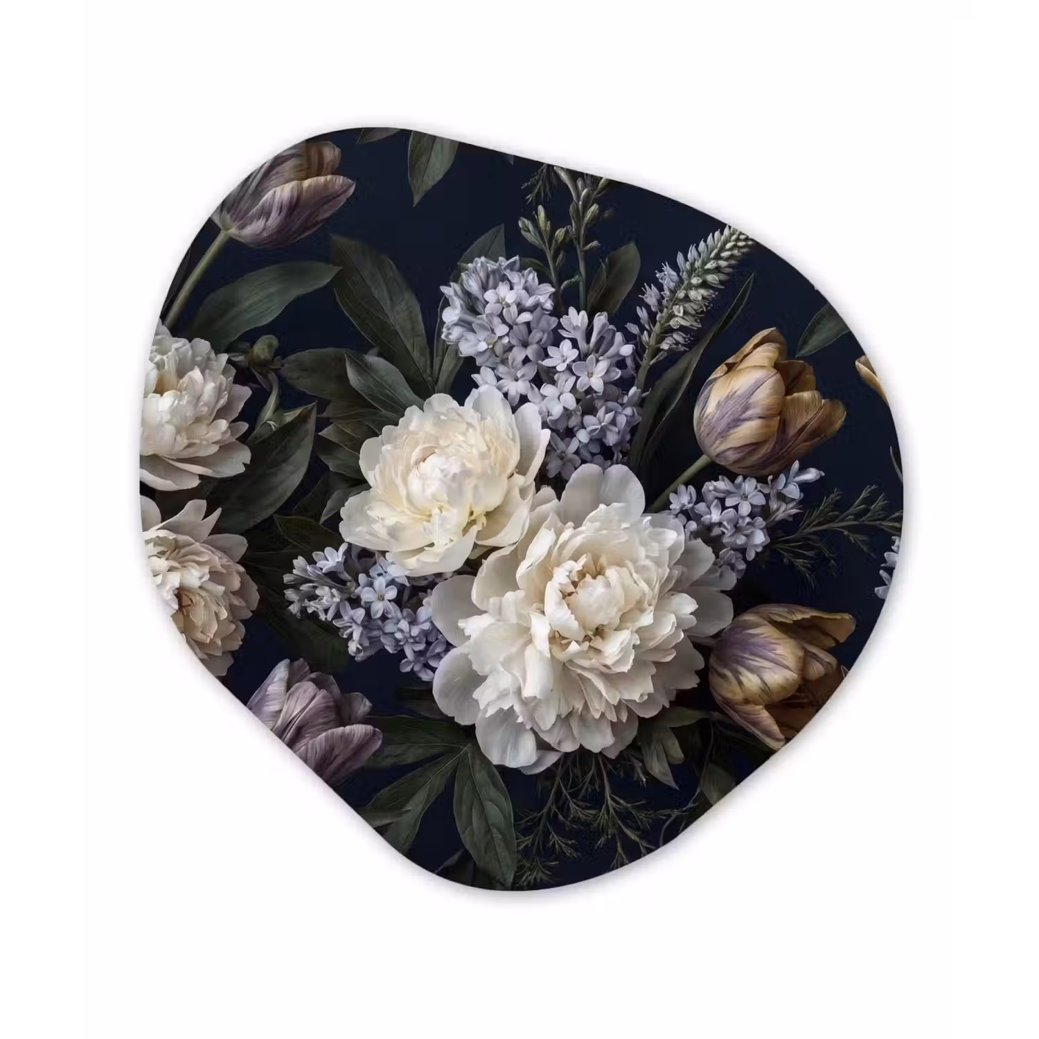 Bloemen - Donker - Elegant - Natuur - Wit Wandcirkel Organisch Forex 3mm klein -3d