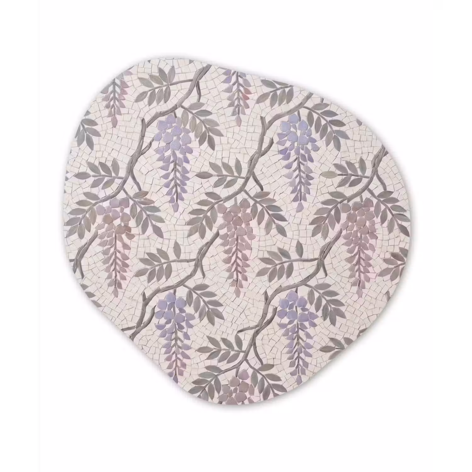 Bloemen - Mozaïek - Natuur - Patroon - Paars Wandcirkel Organisch Forex 3mm klein -3d