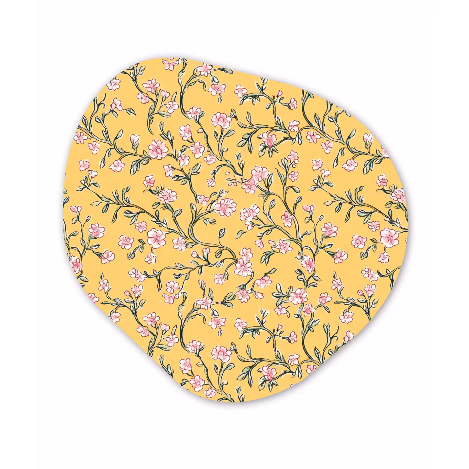 Bloemen - Motief - Geel Wandcirkel Organisch Forex 3mm klein 629 -3d