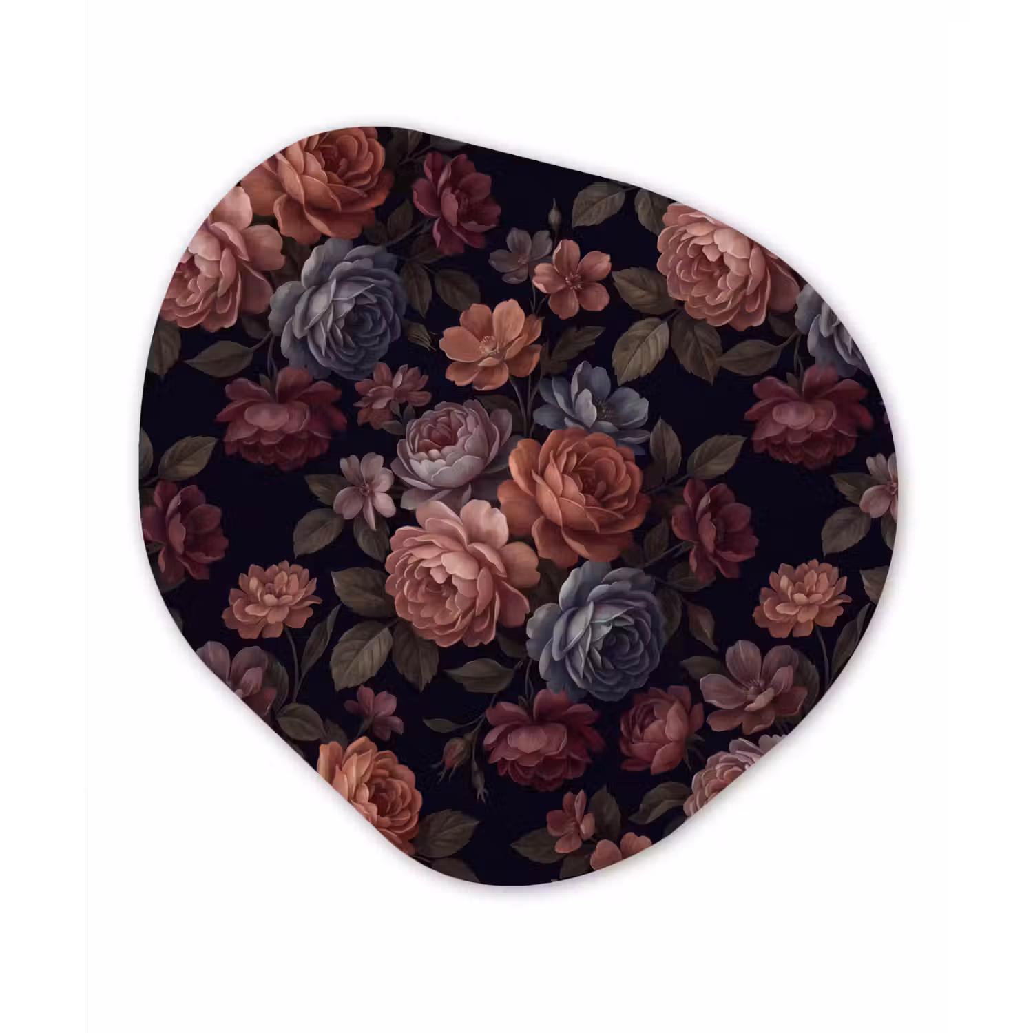 Bloemen - Patroon - Vintage - Donker - Roze Wandcirkel Organisch Forex 3mm klein -3d