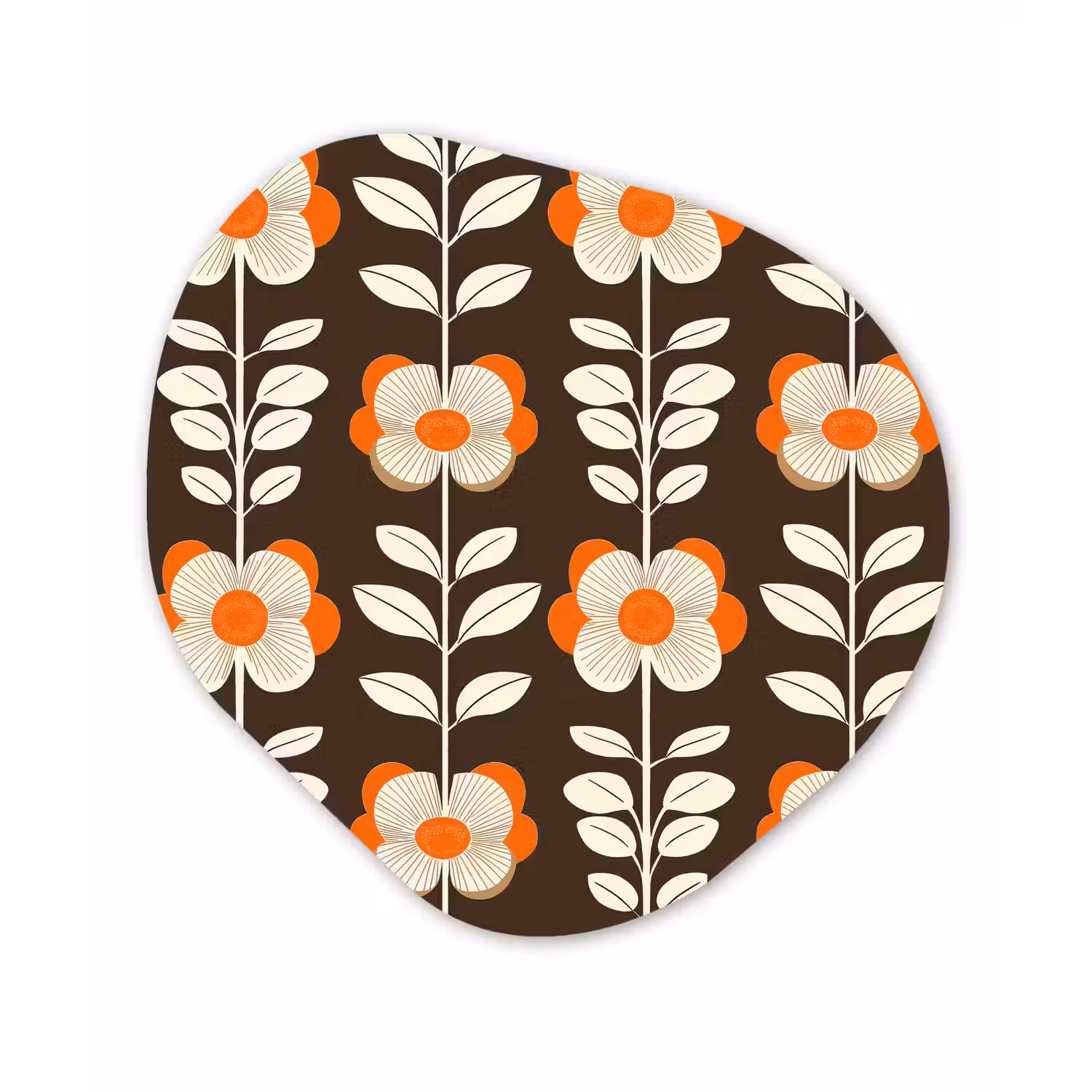 Bloemen - Retro - Bruin Wandcirkel Organisch Forex 3mm klein 629 -3d