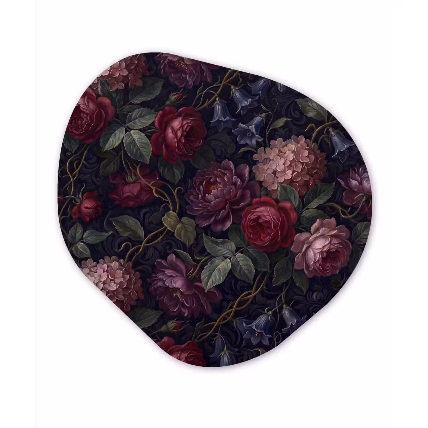 Bloemen - Rood - Klassiek - Donker - Patroon Wandcirkel Organisch Forex 3mm klein -3d