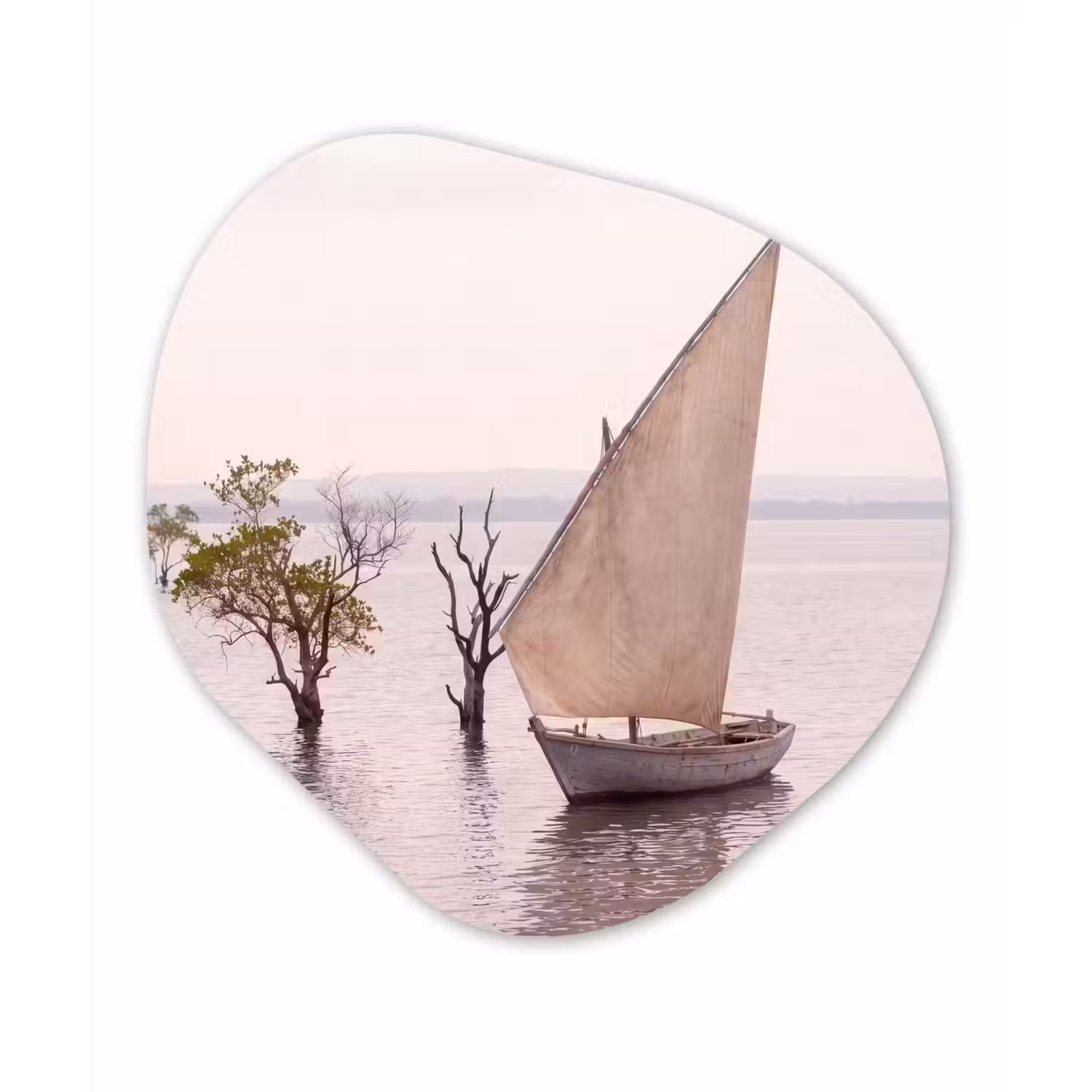 Boot - Zeil - Water - Tropisch - Natuur Wandcirkel Organisch Forex 3mm klein -3d