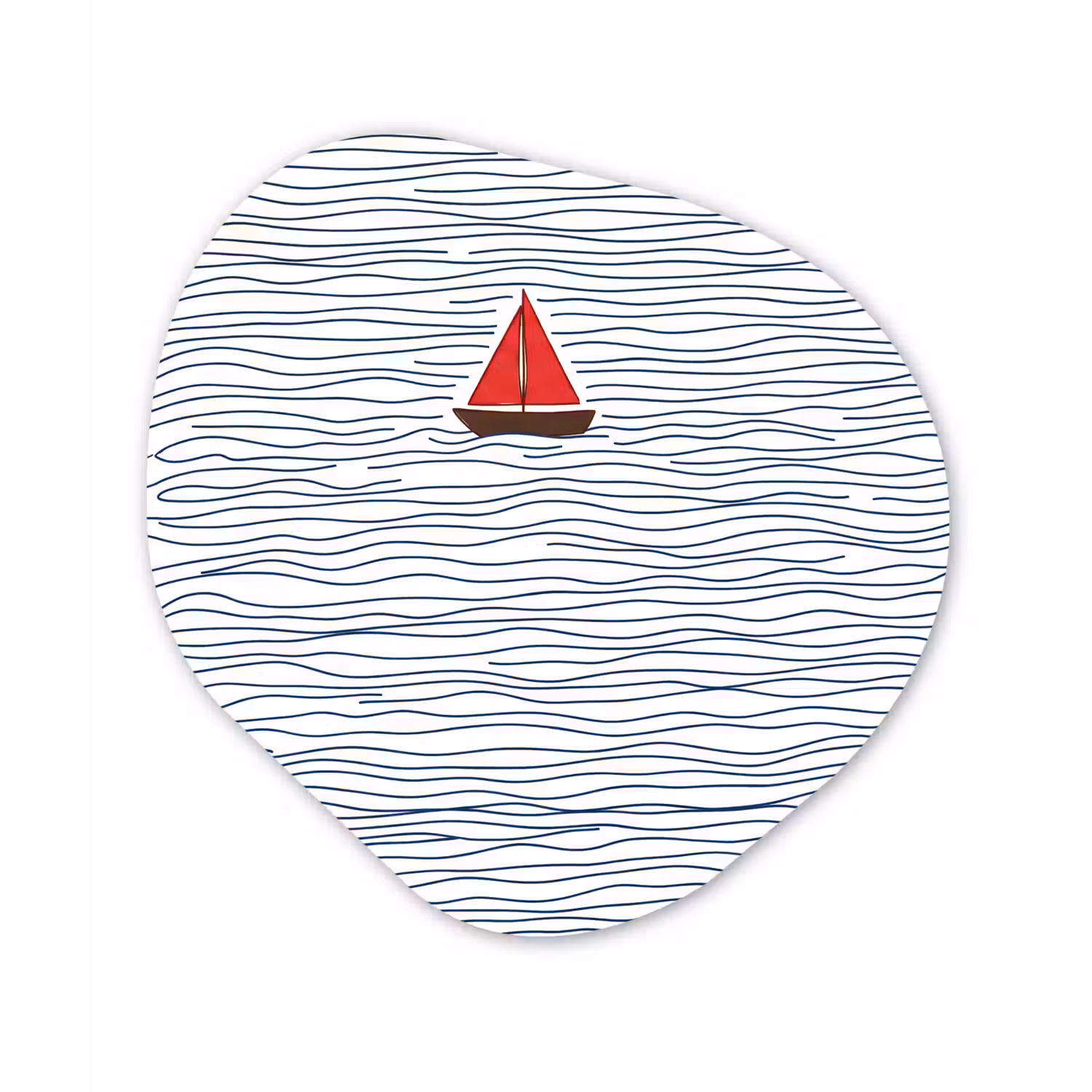 Boot - Water - Rood - Illustratie - Minimalistisch Wandcirkel Organisch Forex 3mm klein -3d