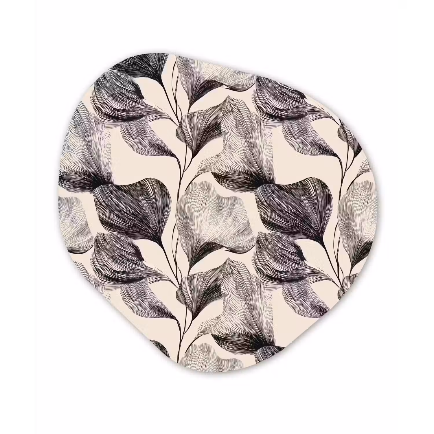 Botanisch - Bladeren - Zwart Wandcirkel Organisch Forex 3mm klein 629 -3d