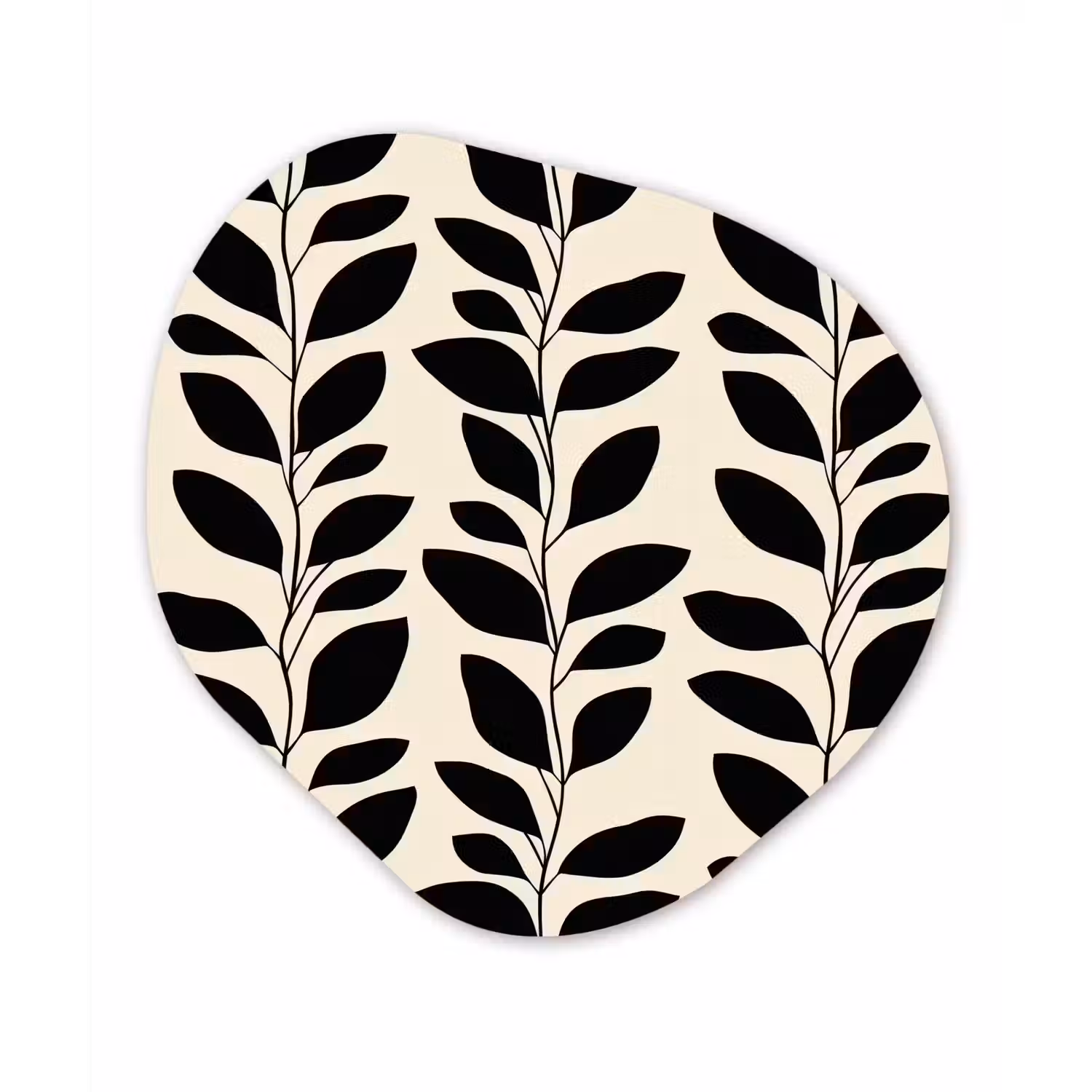 Botanisch - Dessin - Zwart - Beige Wandcirkel Organisch Forex 3mm klein 629 -3d