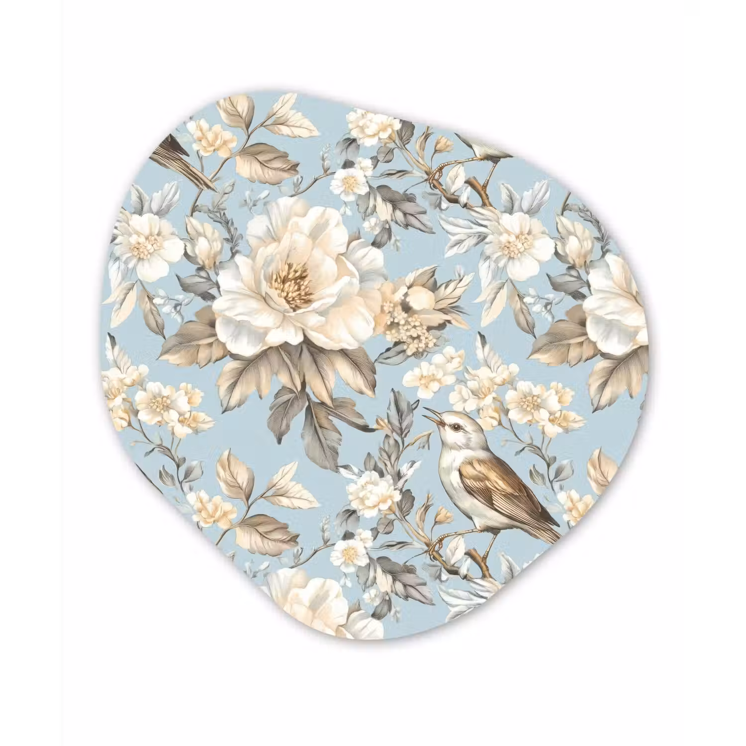 Botanisch - Zangvogel - Blauw Wandcirkel Organisch Forex 3mm klein 629 -3d