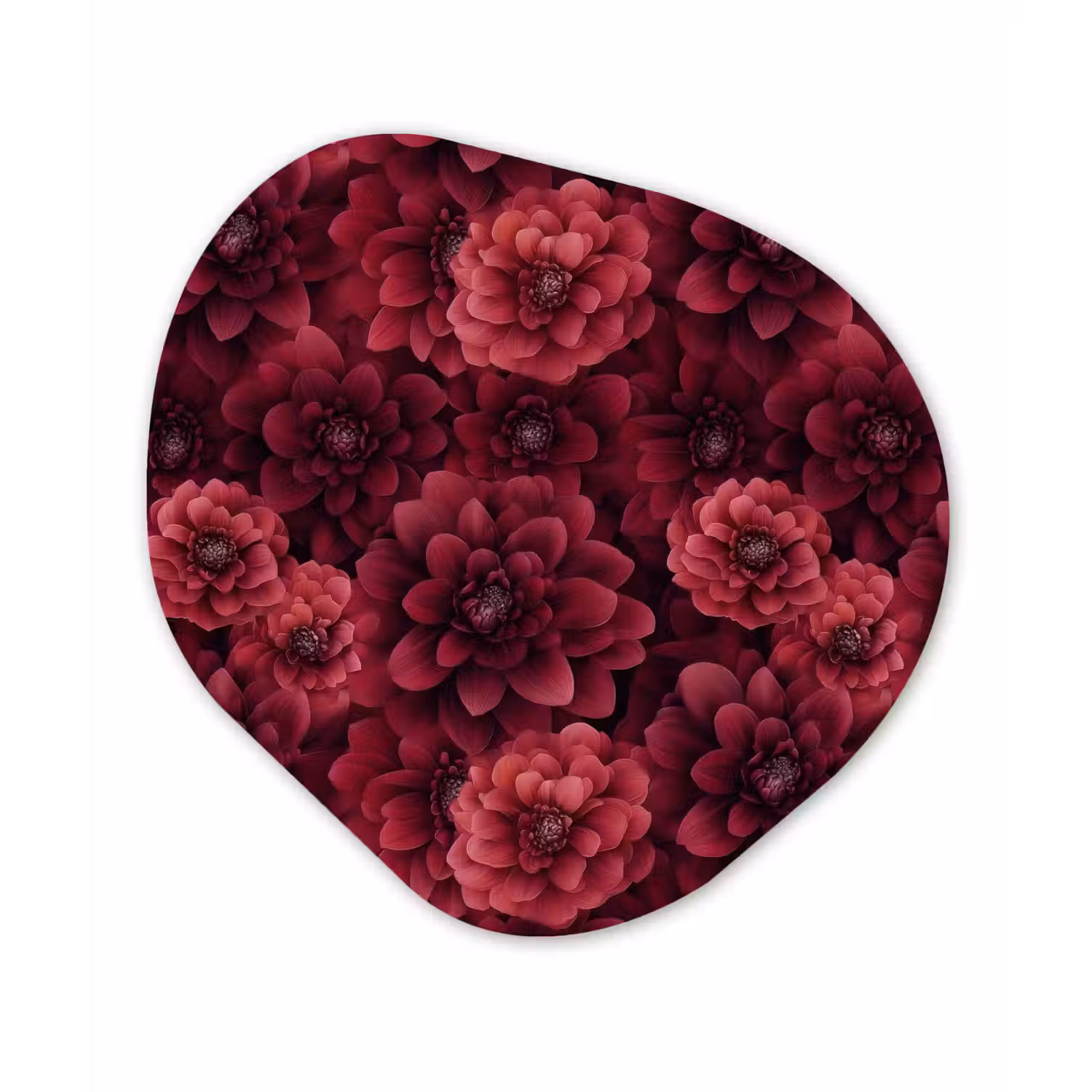 Dahlias - Bloemen - Rood Wandcirkel Organisch Forex 3mm klein 629 -3d