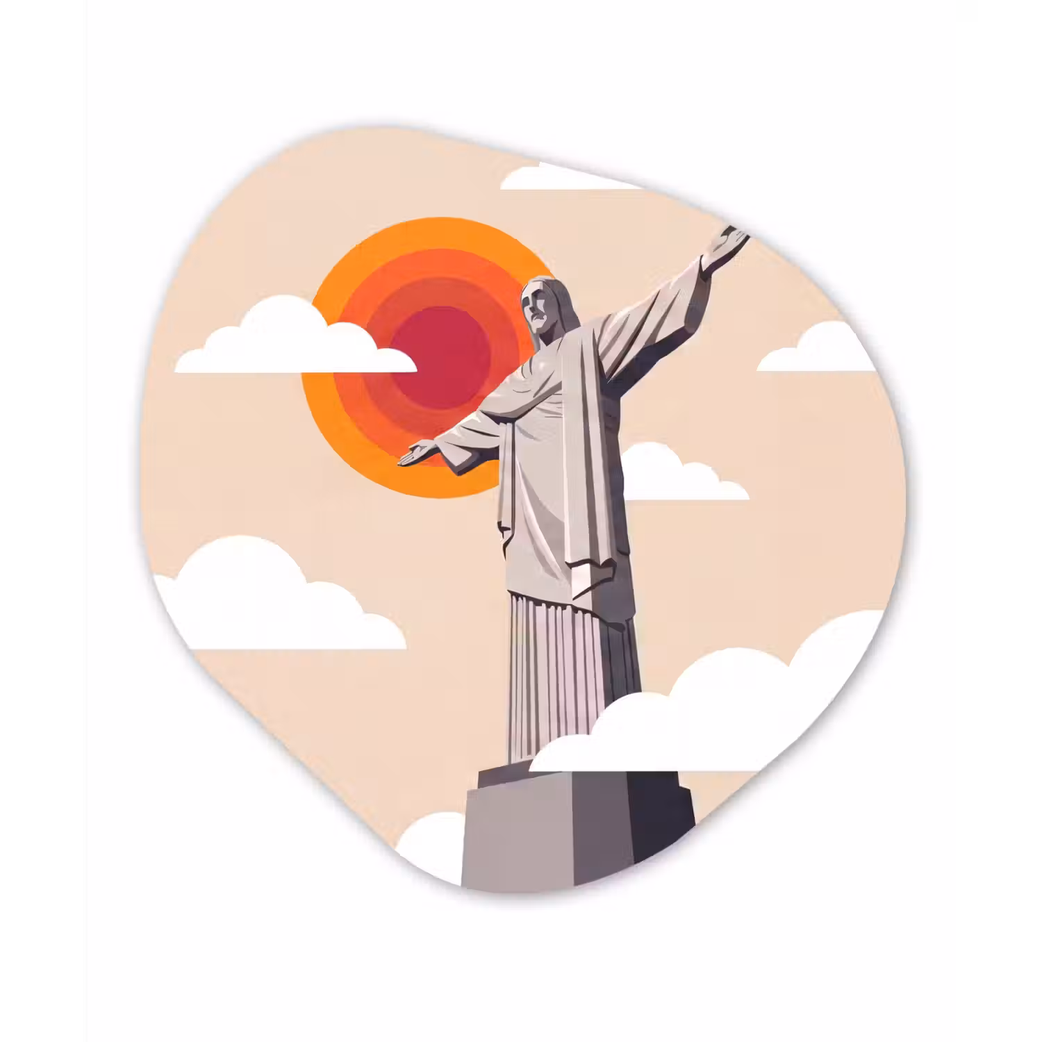 Monument - Stad - Zonsondergang - Minimalistisch - Oranje Wandcirkel Organisch Forex 3mm klein -3d