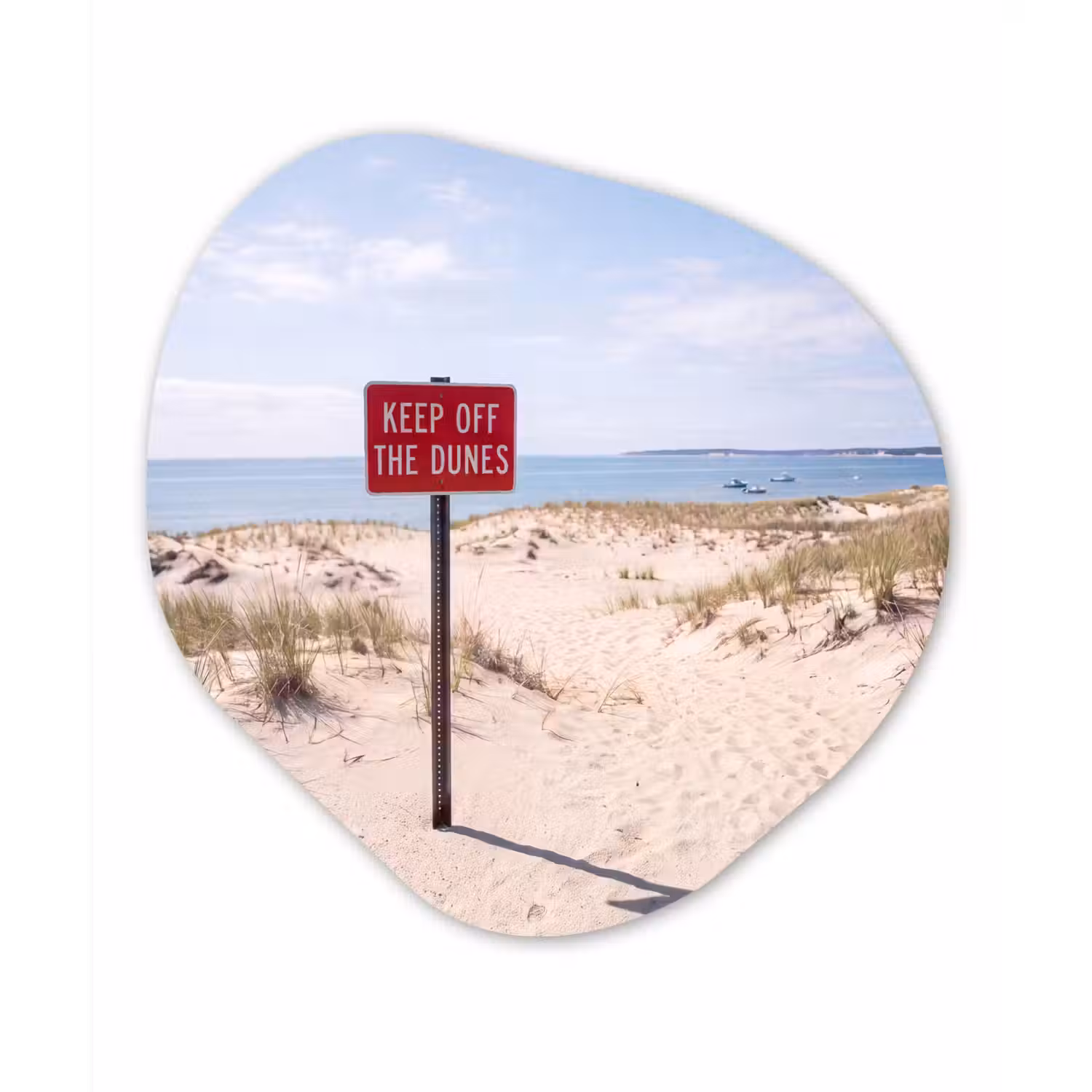 Duin - Bord - Kust - Landschap - Rood Wandcirkel Organisch Forex 3mm klein -3d