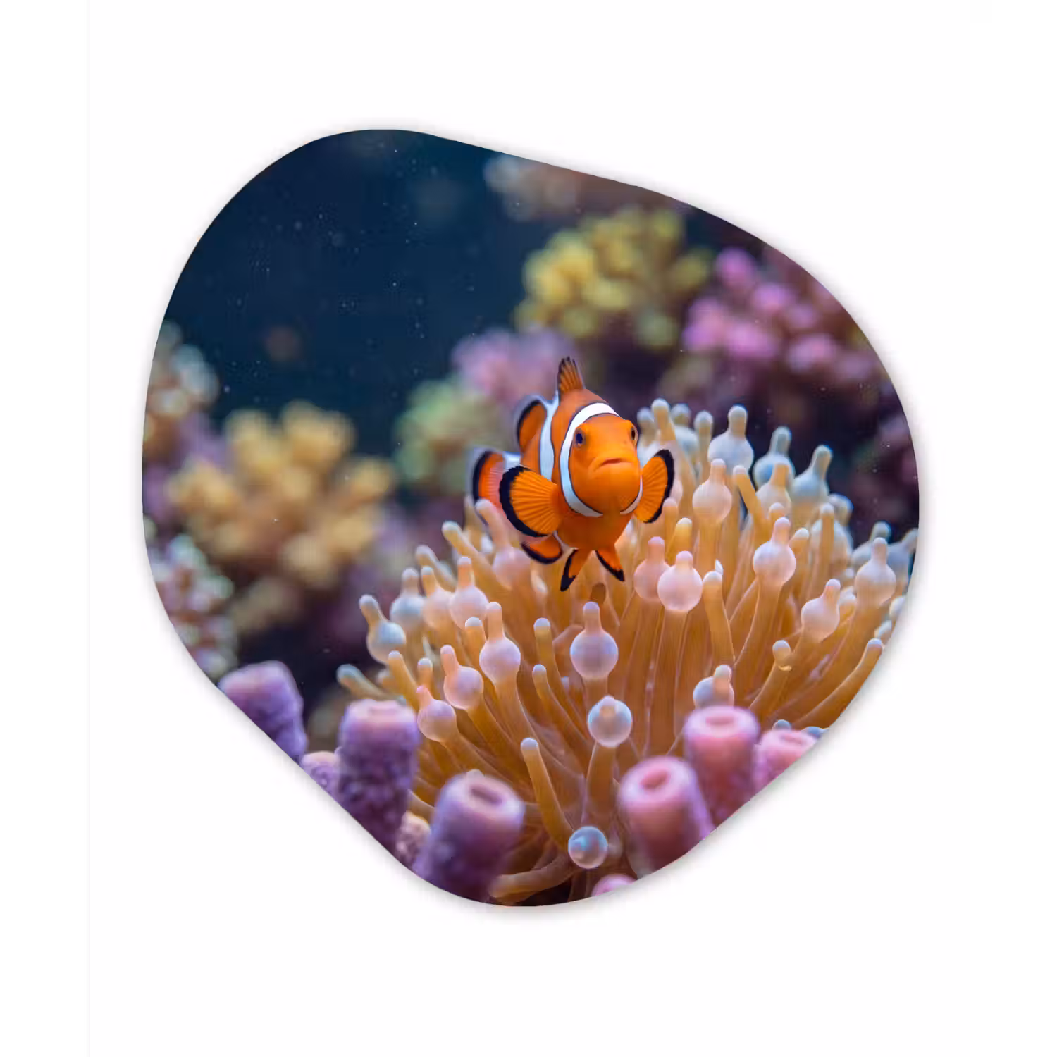 Vis - Koraal - Onderwater - Oranje - Dieren Wandcirkel Organisch Forex 3mm klein -3d