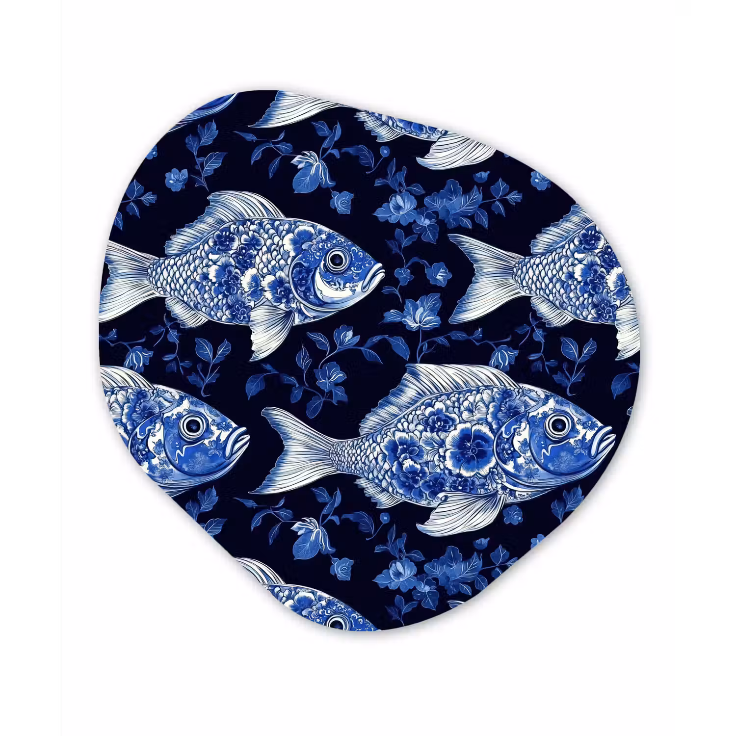 Vissen - Bloemen - Blauw Wandcirkel Organisch Forex 3mm klein 629 -3d