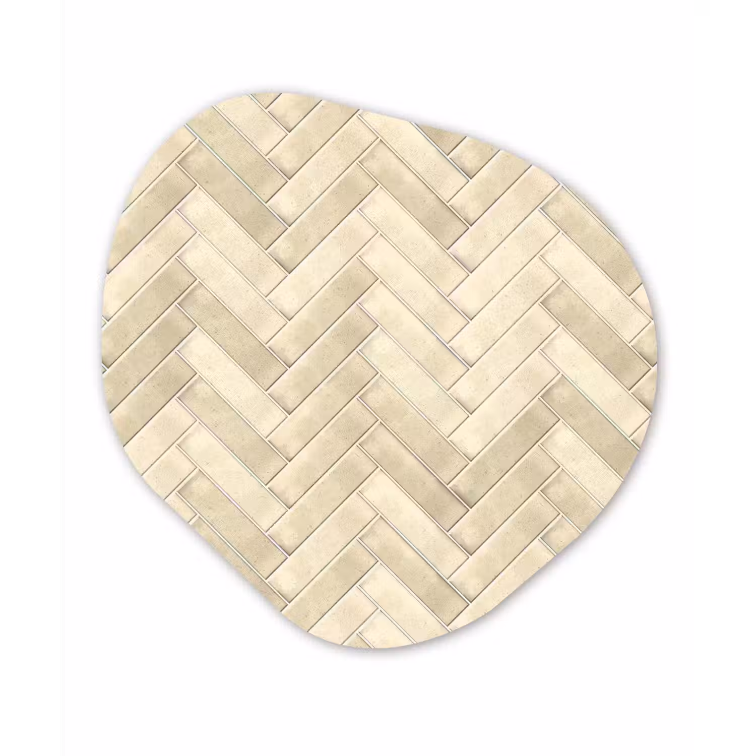 Visgraat - Wandtegel - Licht Beige Wandcirkel Organisch Forex 3mm klein 629 -3d