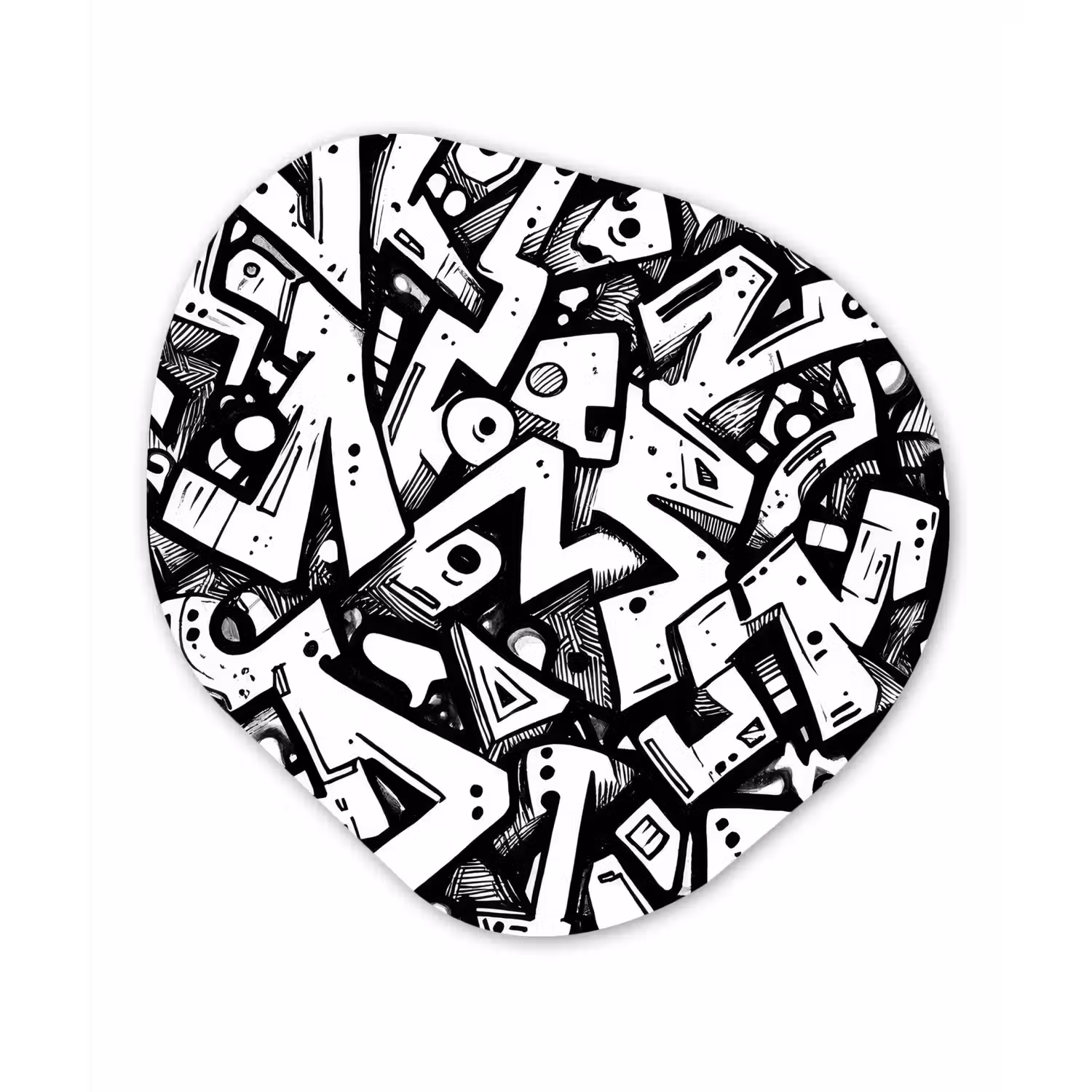 Vormen - Letters - Graffiti - Zwart Wandcirkel Organisch Forex 3mm klein -3d