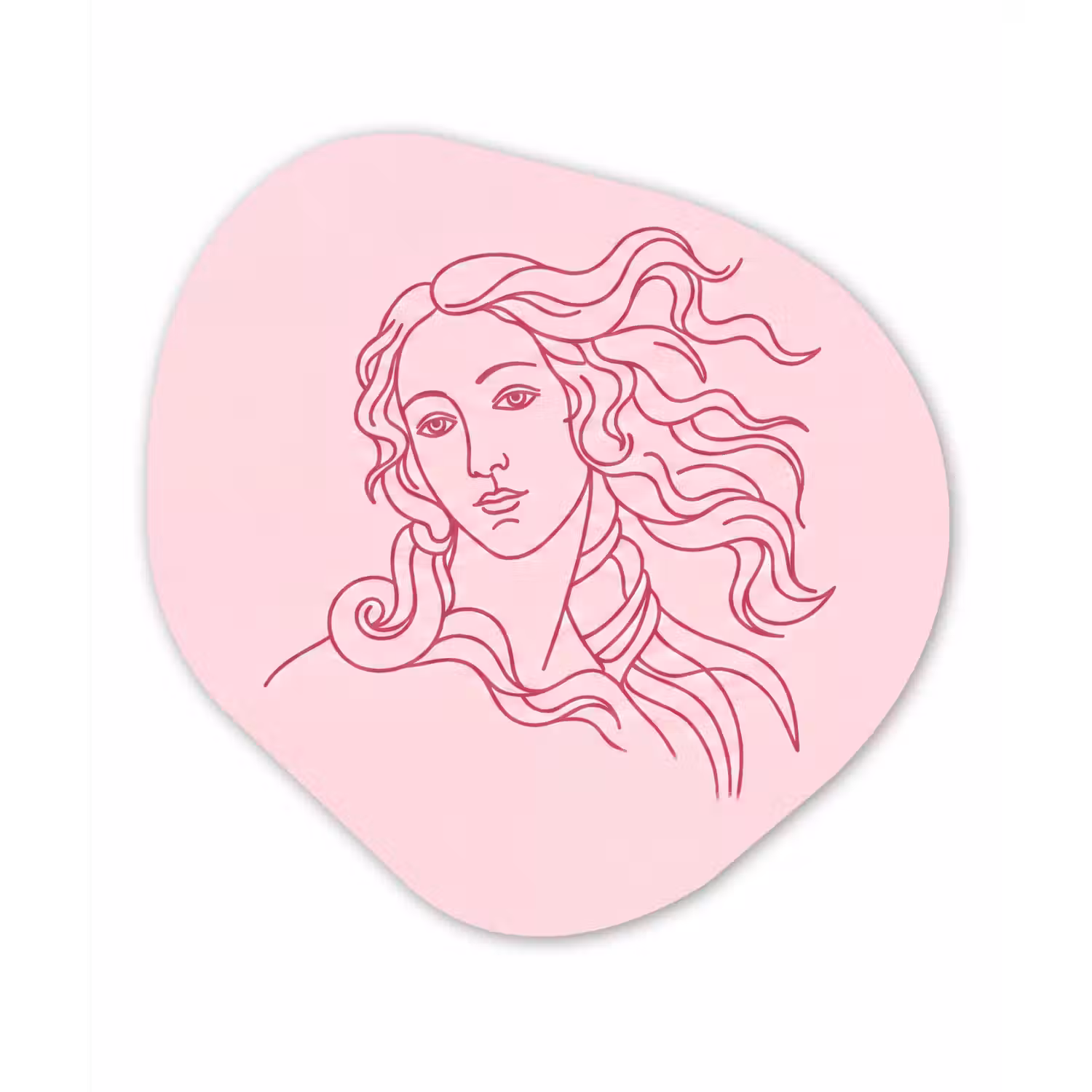 Vrouw - Portret - Klassiek - Line-art - Roze Wandcirkel Organisch Forex 3mm klein -3d