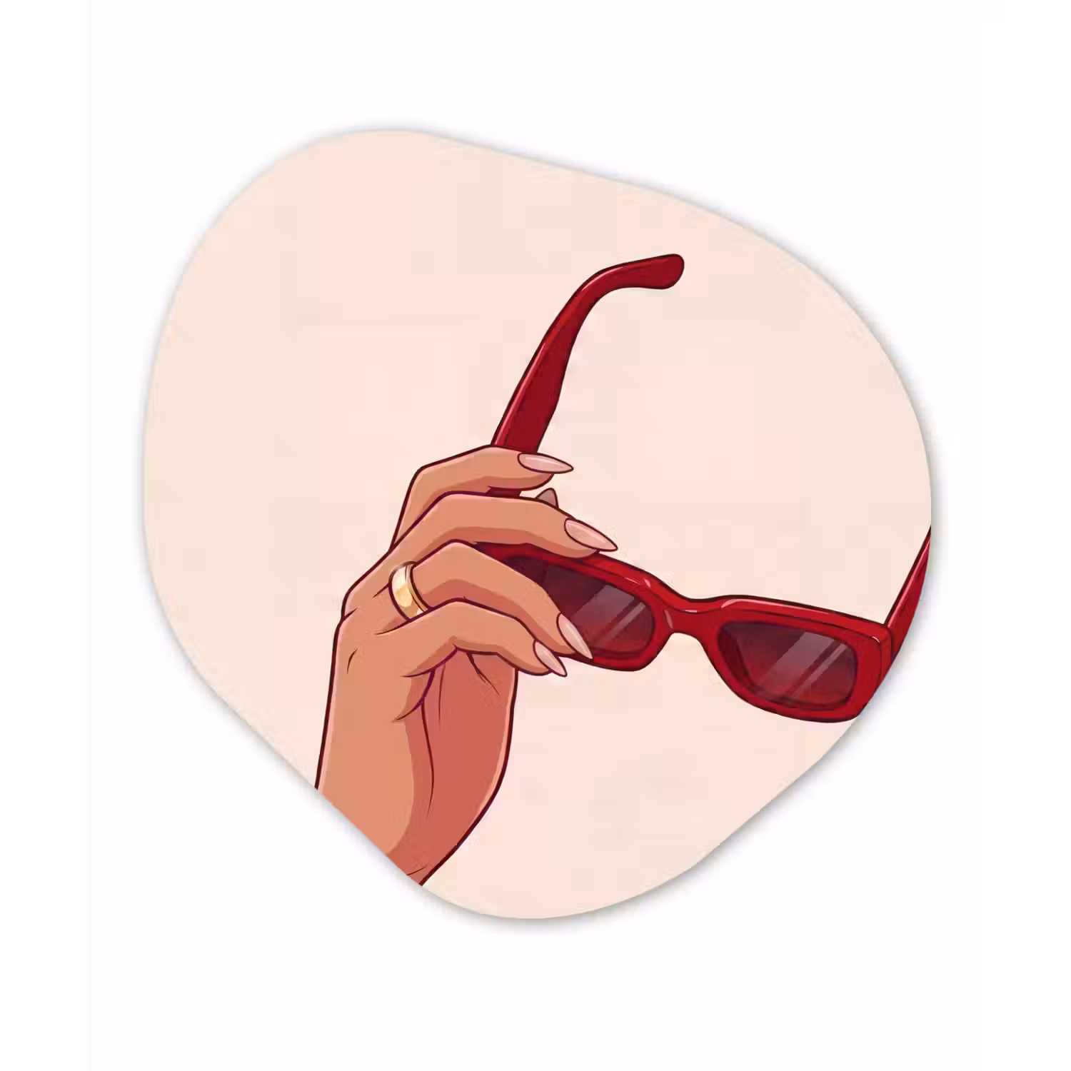 Vrouw - Zonnebril - Mode - Rood - Illustratie Wandcirkel Organisch Forex 3mm klein -3d