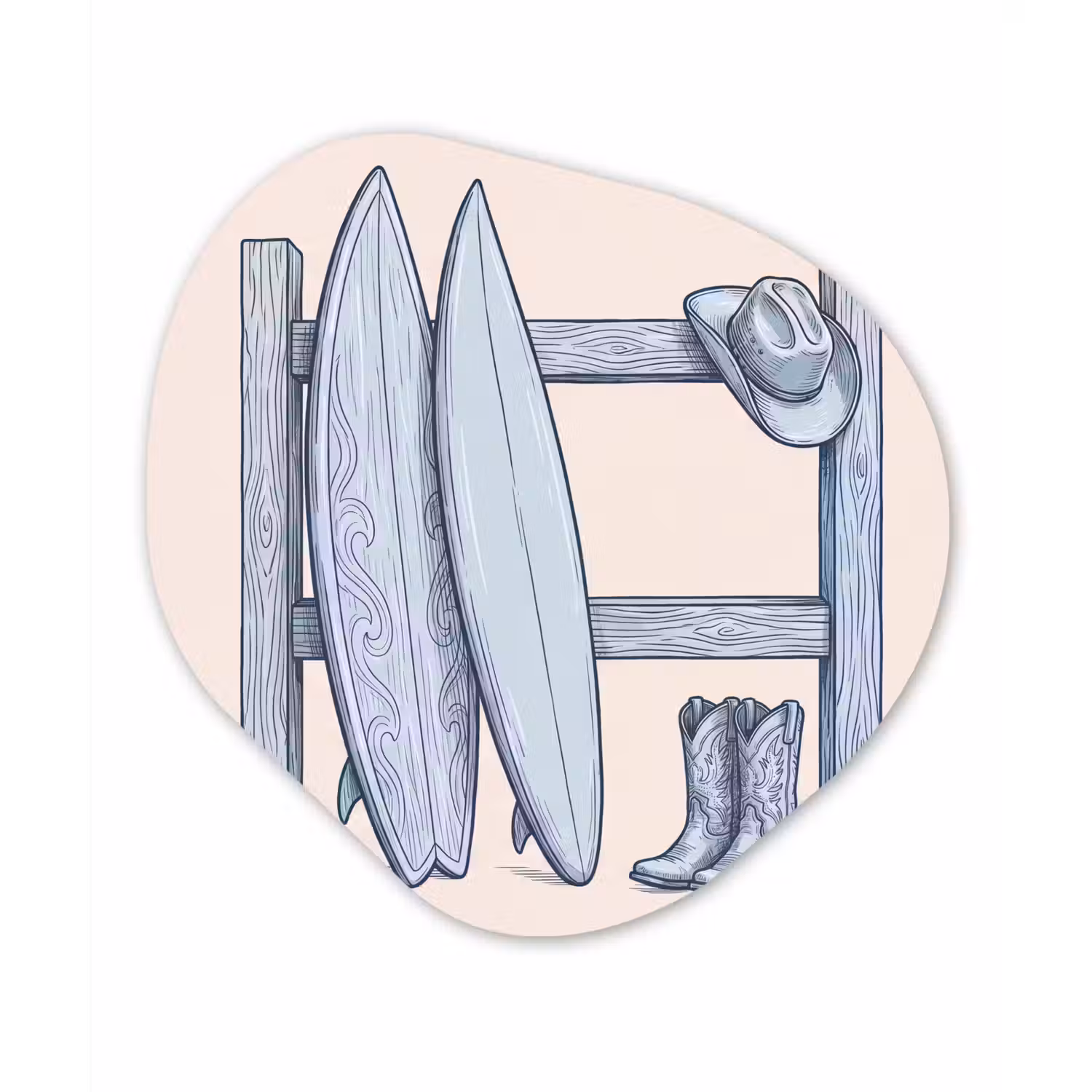 Recreatie - Kleding - Avontuur - Illustratie - Zomer Wandcirkel Organisch Forex 3mm klein -3d