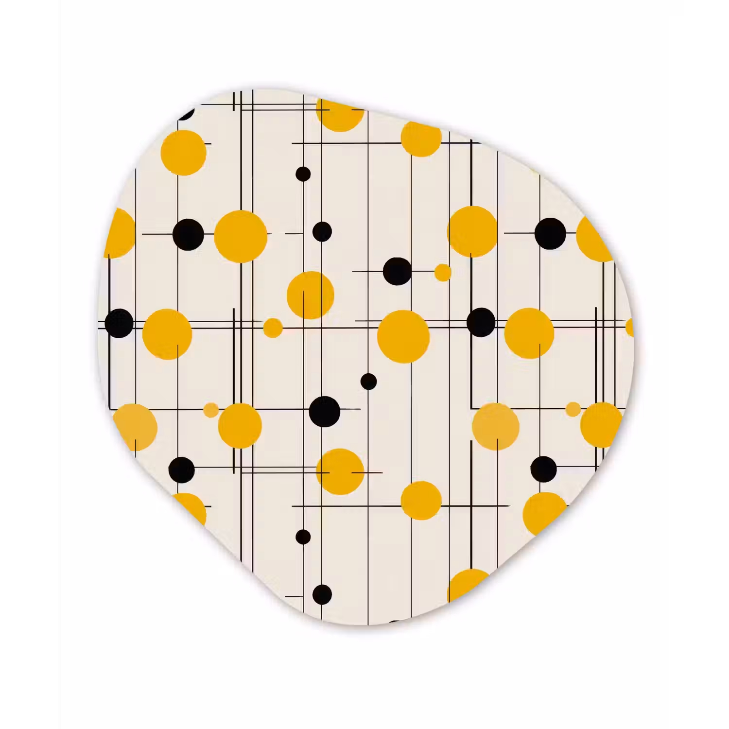 Geometrisch - Retro - Lijnen - Okergeel - Zwart Wandcirkel Organisch Forex 3mm klein 629 -3d