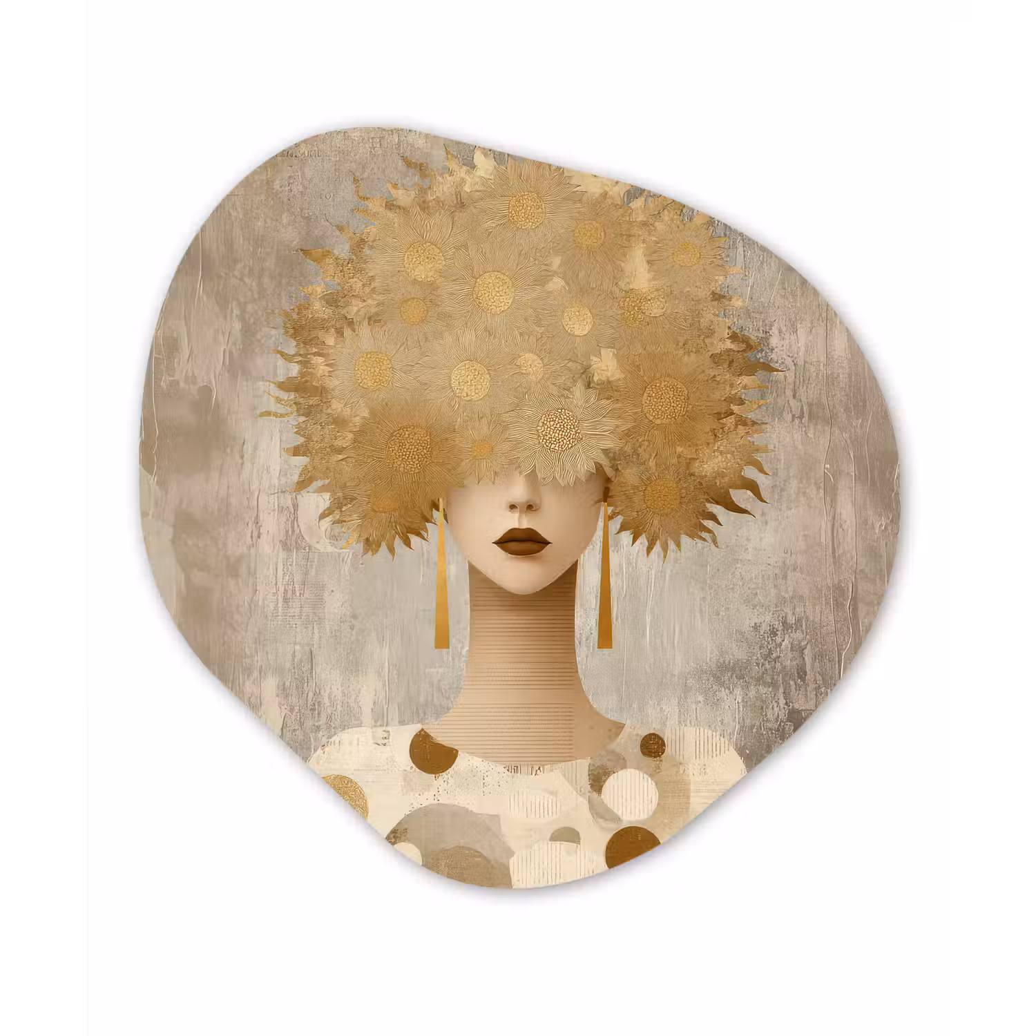 Goud - Portret - Vrouw Wandcirkel Organisch Forex 3mm klein -3d