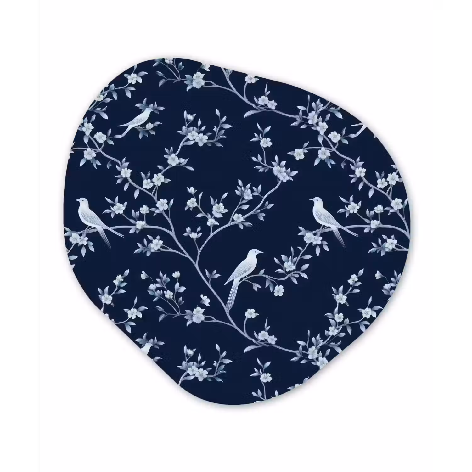 Grafisch - Bloesemtak - Blauw Wandcirkel Organisch Forex 3mm klein 629 -3d