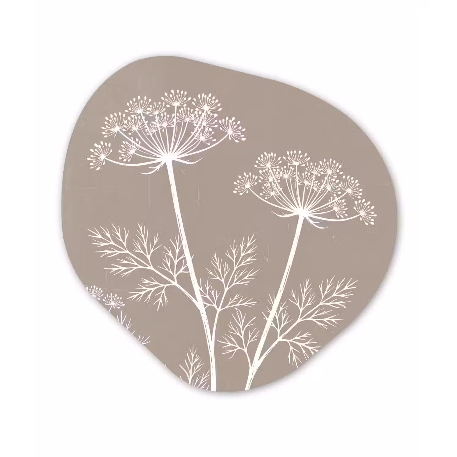 Grafisch - Fluitenkruid - Taupe Wandcirkel Organisch Forex 3mm klein -3d
