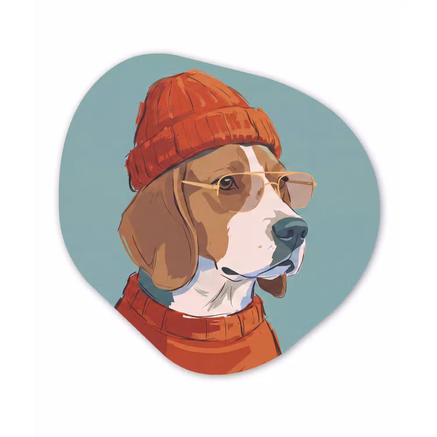 Hond - Beanie - Zonnebril - Dieren - Modern Wandcirkel Organisch Forex 3mm klein -3d