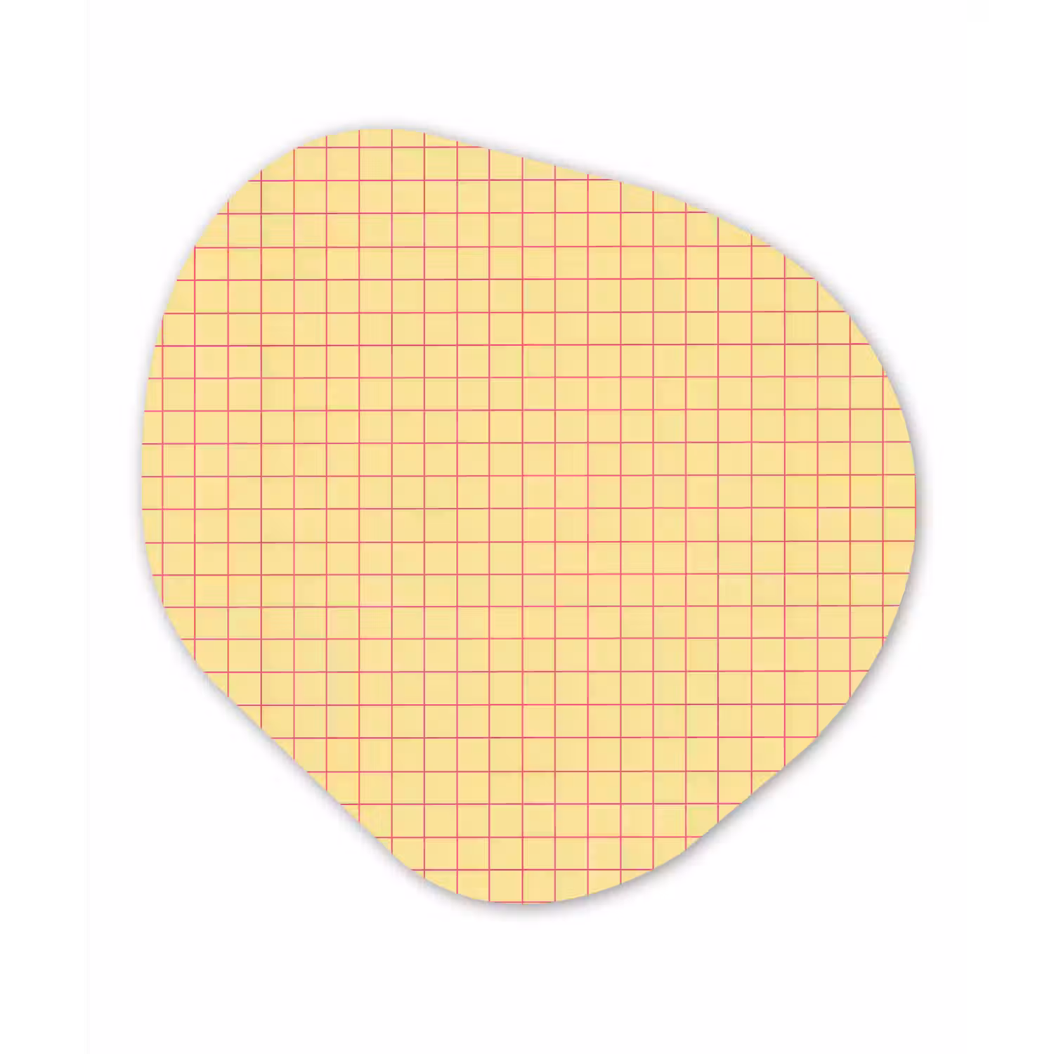 Ruitjes - Grid - Minimalistisch - Geel - Roze Wandcirkel Organisch Forex 3mm klein 629 -3d