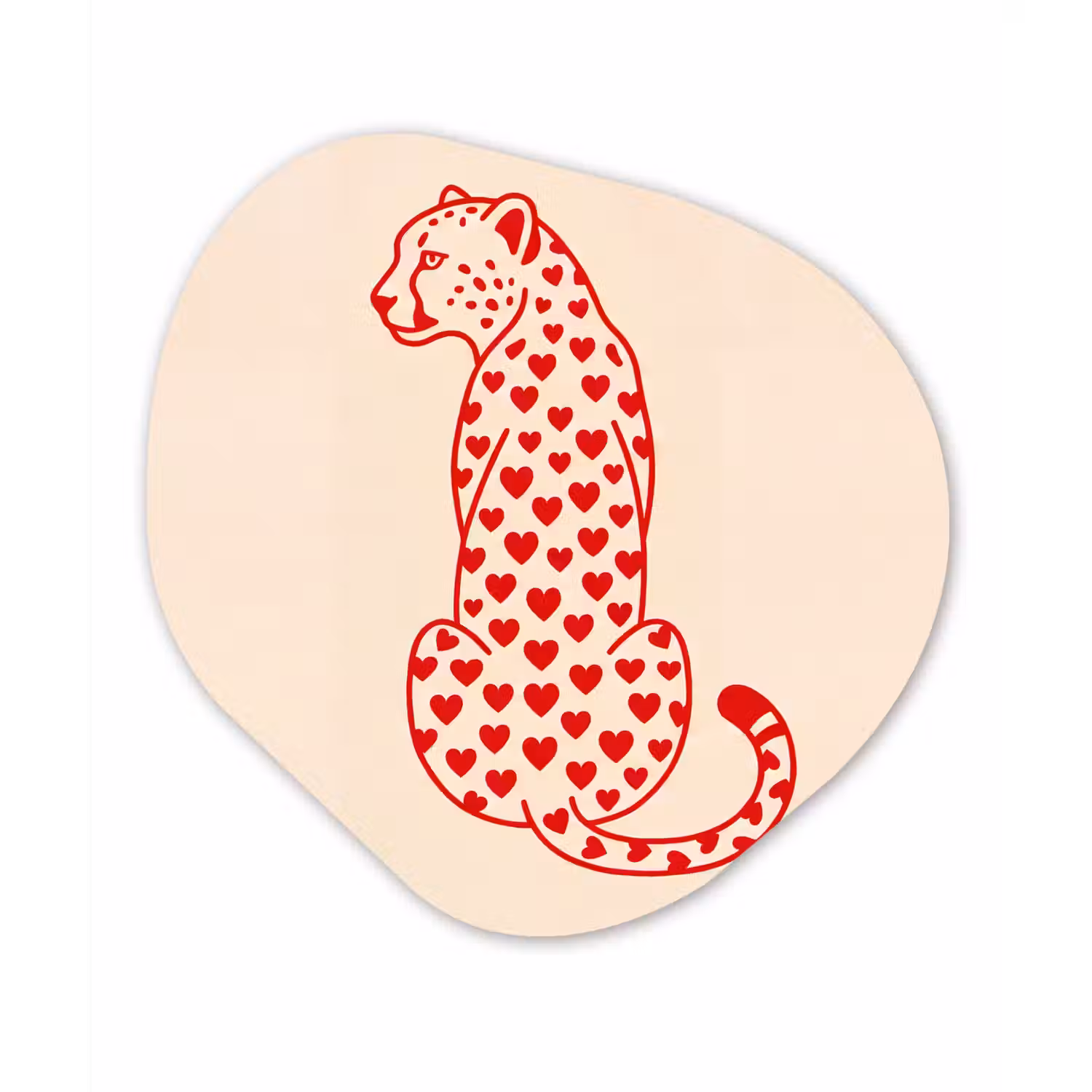Kat - Harten - Dieren - Modern - Rood Wandcirkel Organisch Forex 3mm klein -3d