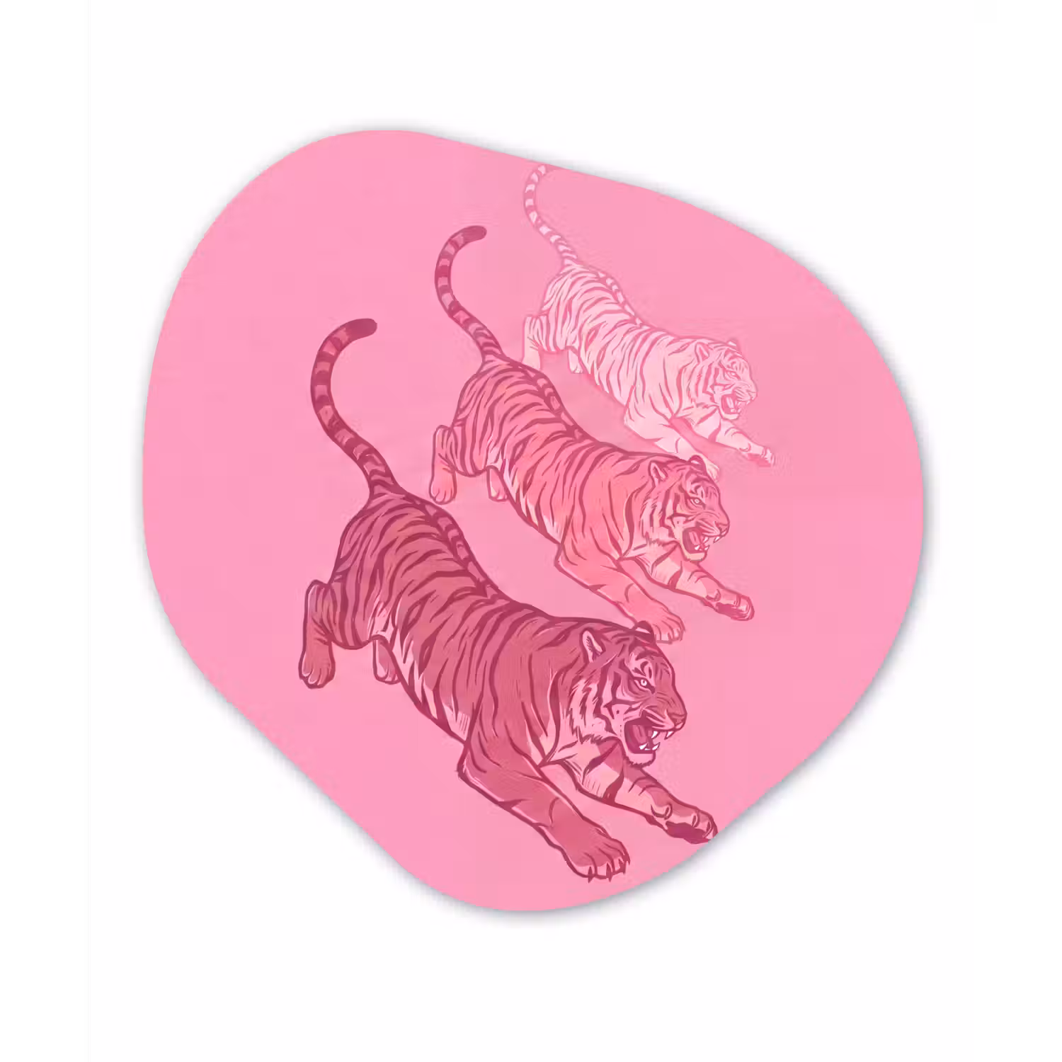 Kat - Springend - Dieren - Roze - Modern Wandcirkel Organisch Forex 3mm klein -3d
