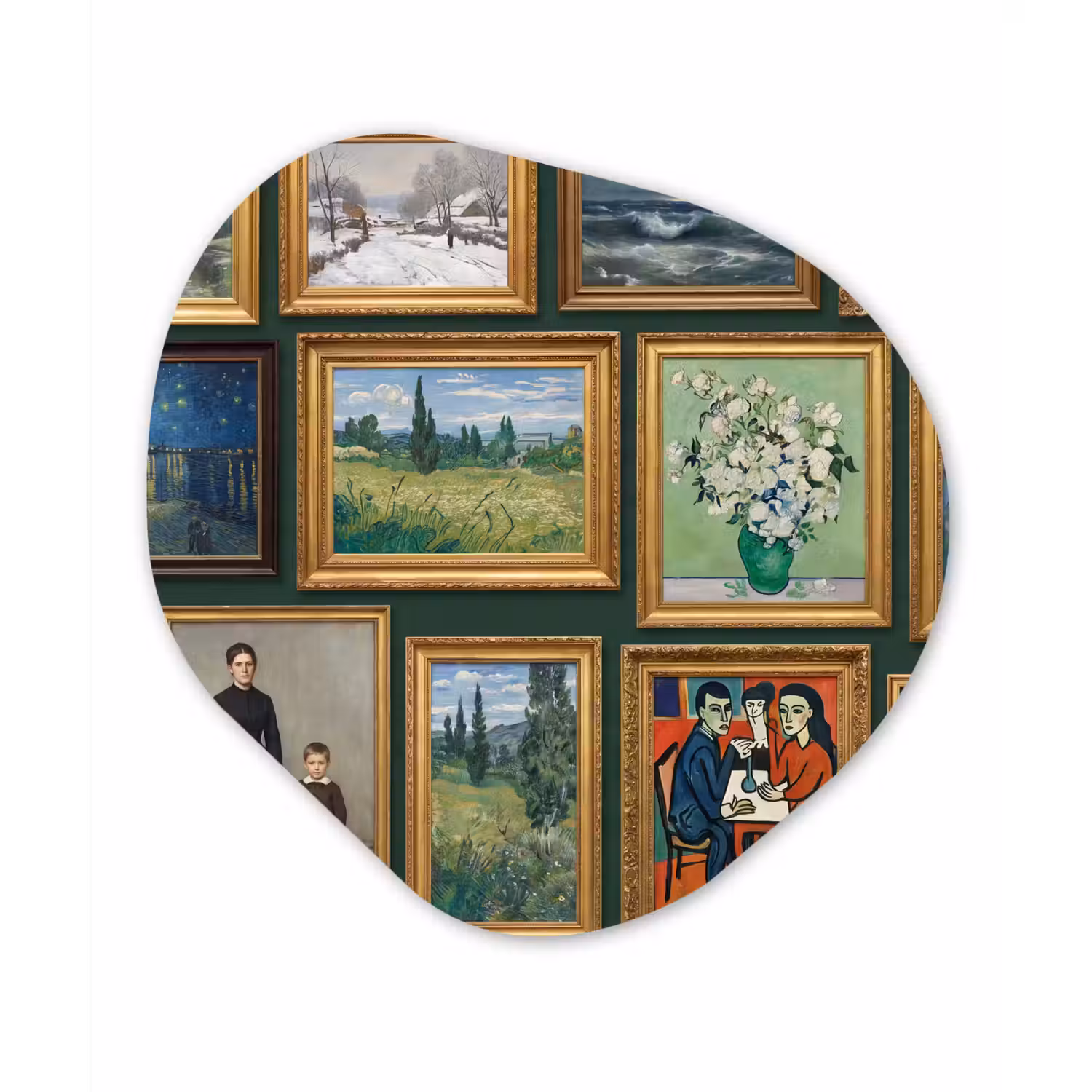 Kunst - Schilderijen - Collectie - Klassiek - Groen Wandcirkel Organisch Forex 3mm klein -3d