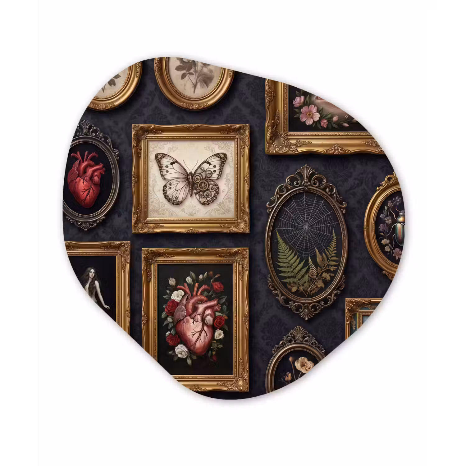 Kunst - Collectie - Vintage - Klassiek - Donker Wandcirkel Organisch Forex 3mm klein -3d