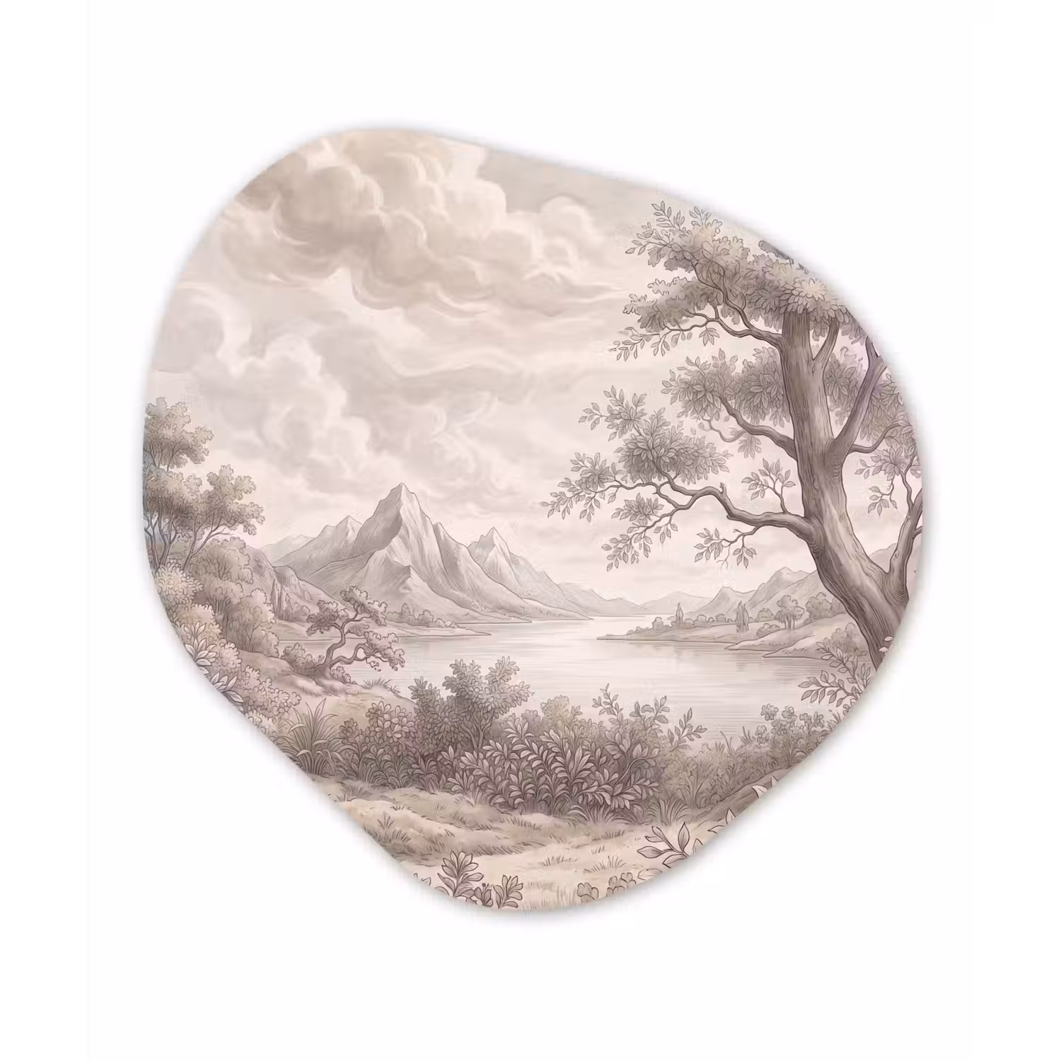 Landschap - Bergen - Meer - Natuur Wandcirkel Organisch Forex 3mm klein -3d
