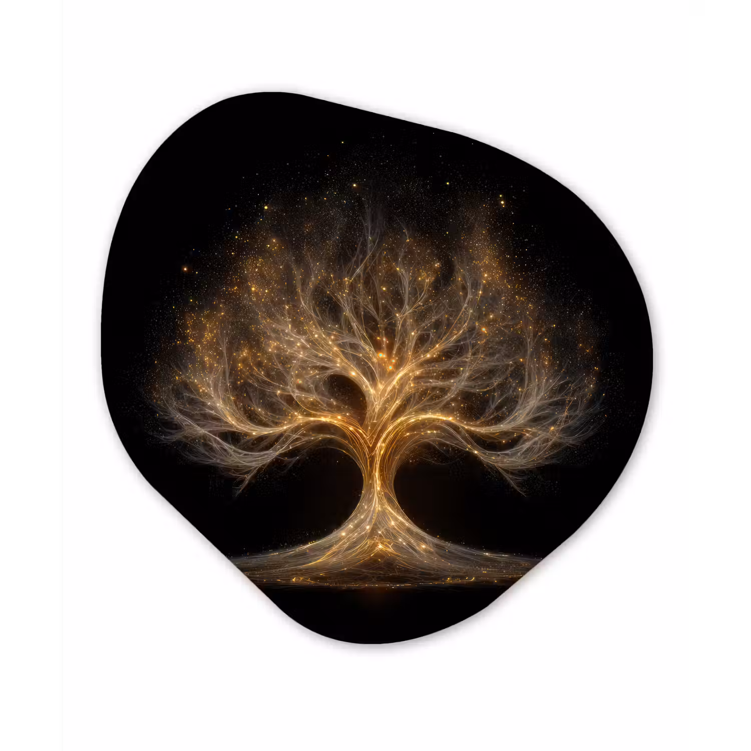 Lichtjes - Boom - Abstract - Zwart Wandcirkel Organisch Forex 3mm klein -3d