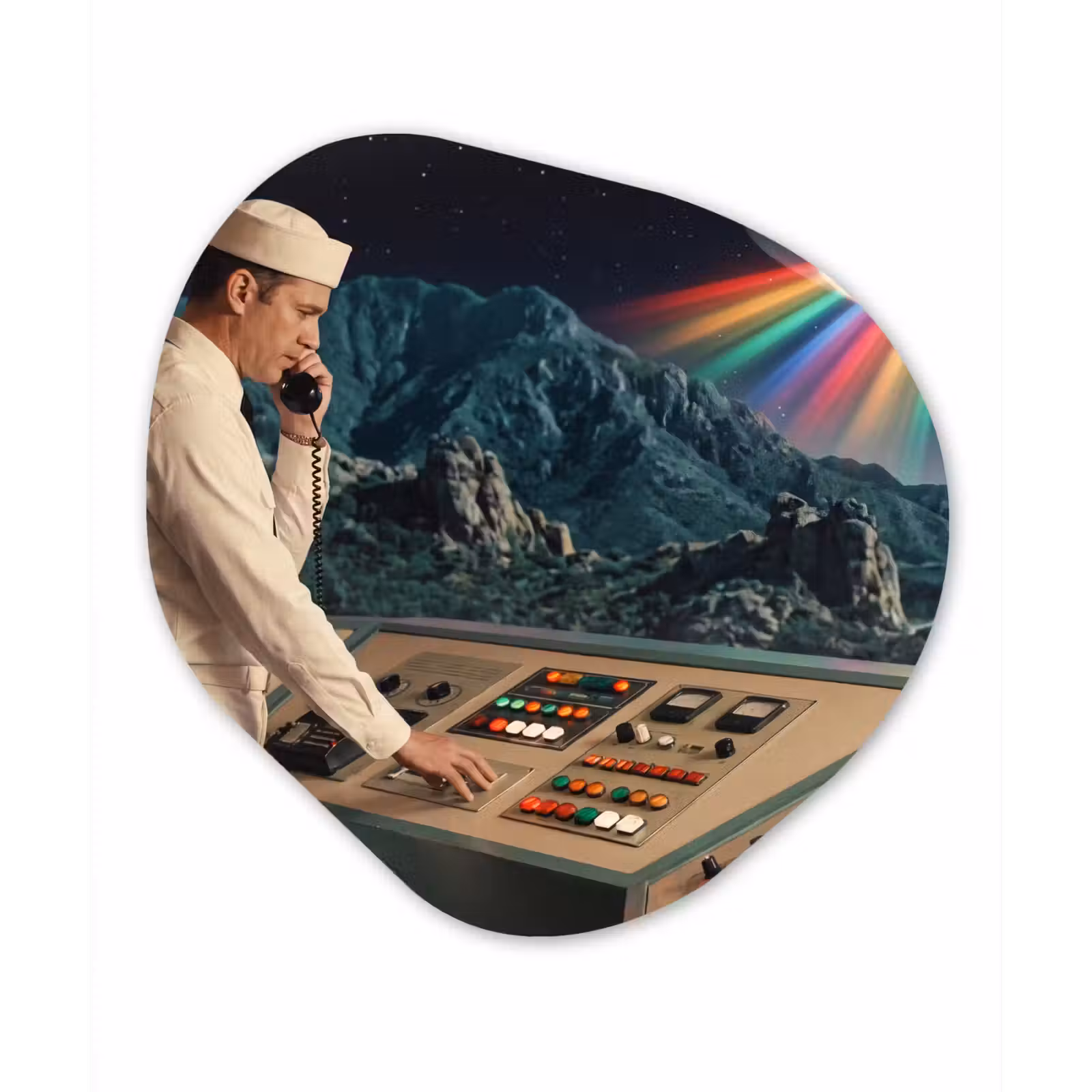 Forexbild Organische Form - Mann – Kontrollraum – Strand - Man - Controlekamer - Strand Wandcirkel Organisch Forex 3mm klein
