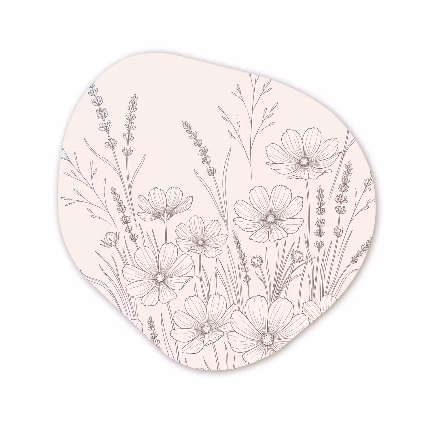 Minimalistisch - Modern - Bloemen - Beige Wandcirkel Organisch Forex 3mm klein -3d