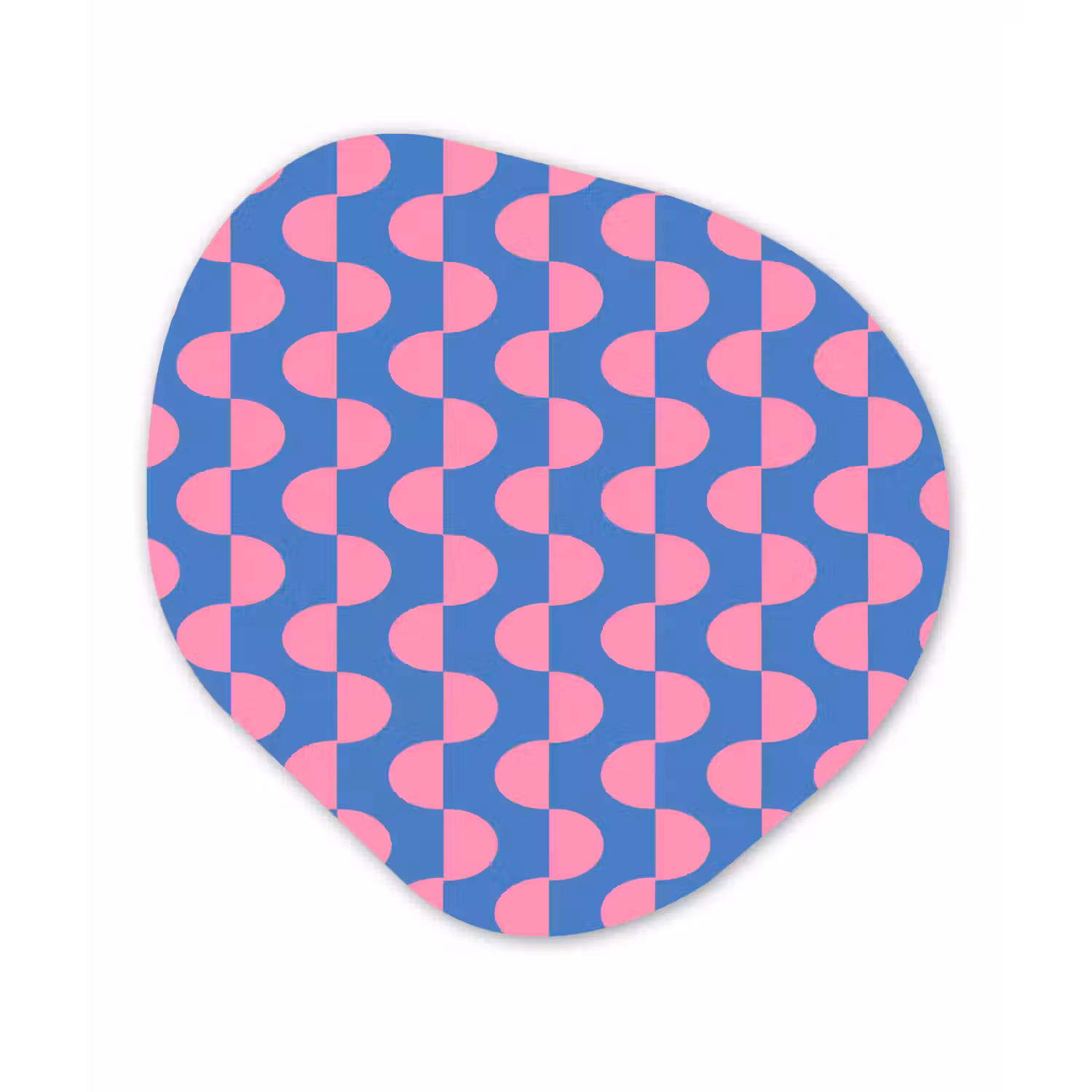 Patroon - Halve cirkels - Abstract - Modern - Roze - Blauw Wandcirkel Organisch Forex 3mm klein -3d