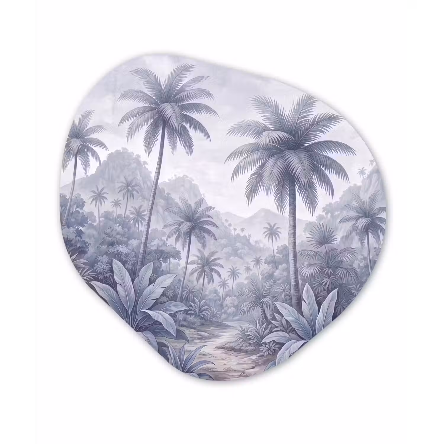 Natuur - Boom - Tropisch - Landschap - Blauw Wandcirkel Organisch Forex 3mm klein -3d