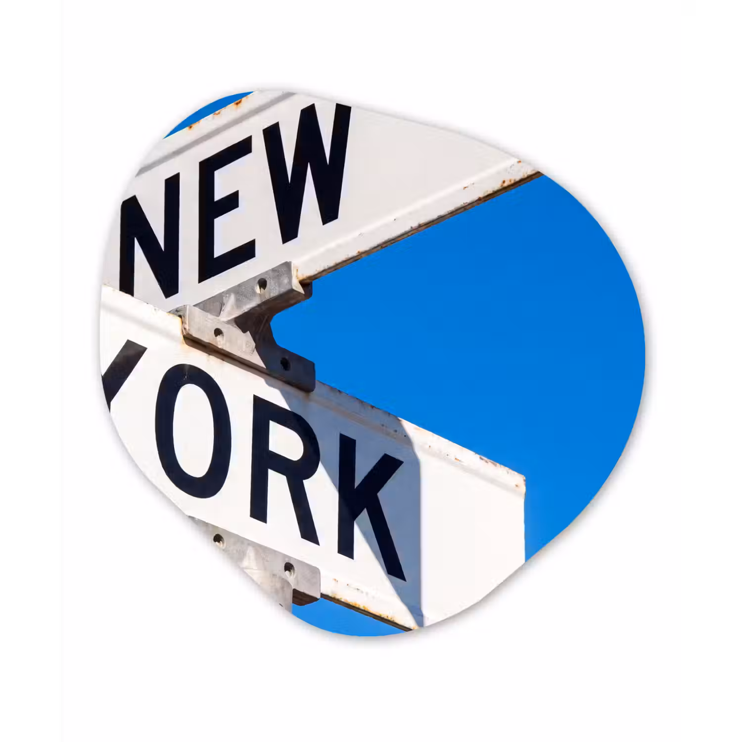 New York - Straatbord - Stad - Urban - Blauw Wandcirkel Organisch Forex 3mm klein -3d
