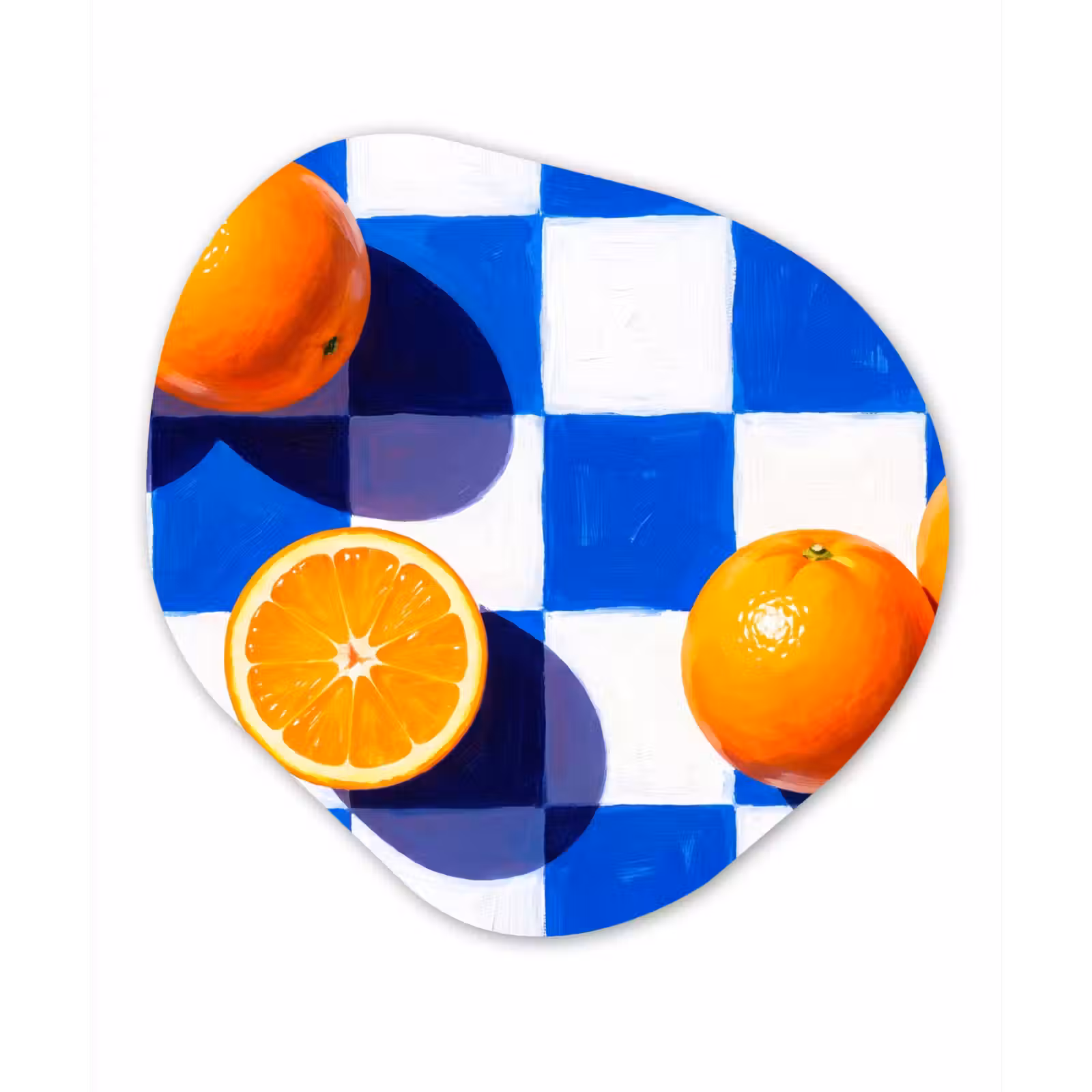 Forexbild Organische Form - Orange – Kariert – Essen - Sinaasappel - Geruit - Eten Wandcirkel Organisch Forex 3mm klein