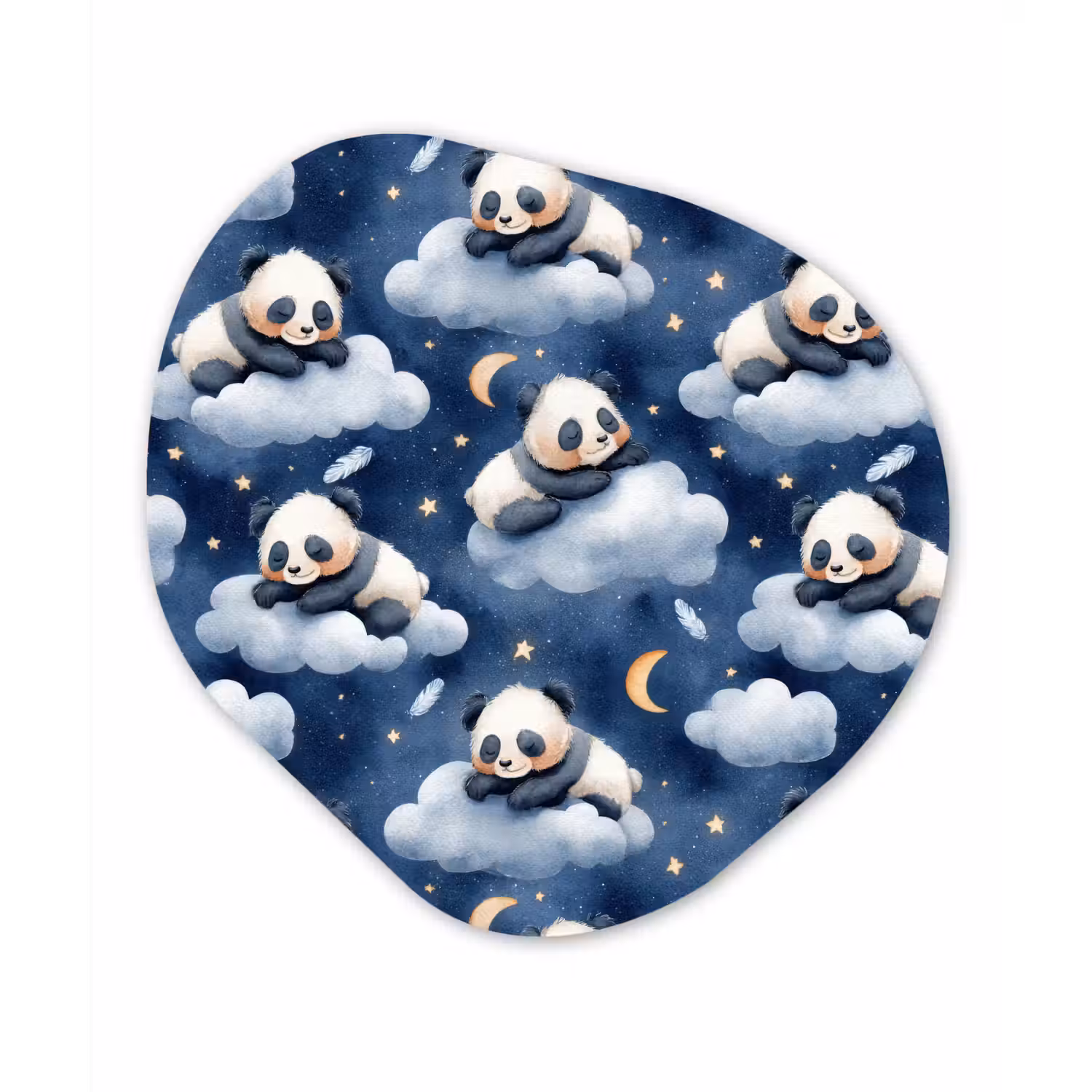 Panda's - Slapen - Blauw Wandcirkel Organisch Forex 3mm klein 629 -3d