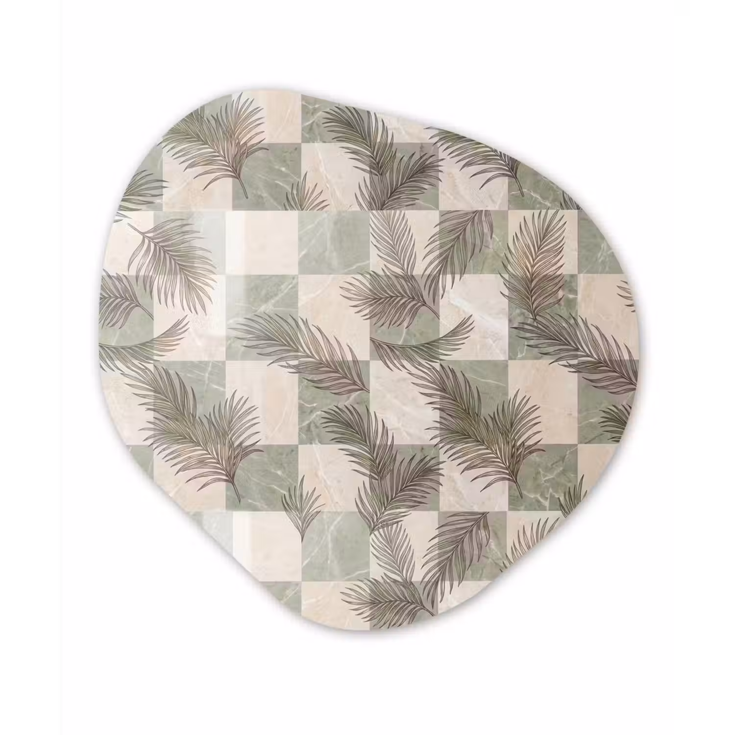 Planten - Bladeren - Marmer - Modern - Groen Wandcirkel Organisch Forex 3mm klein -3d