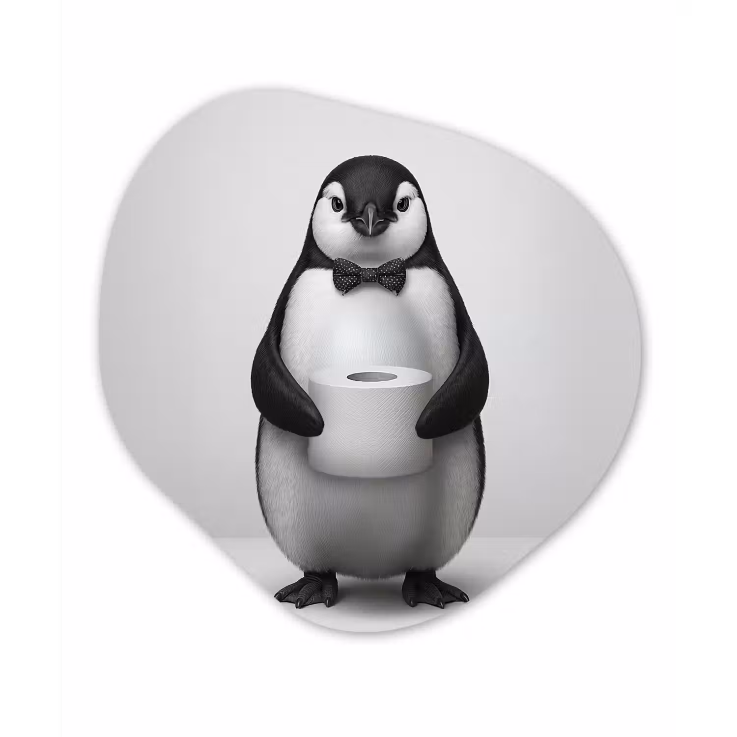 Pinguïn - WC rol - Wit Wandcirkel Organisch Forex 3mm klein -3d