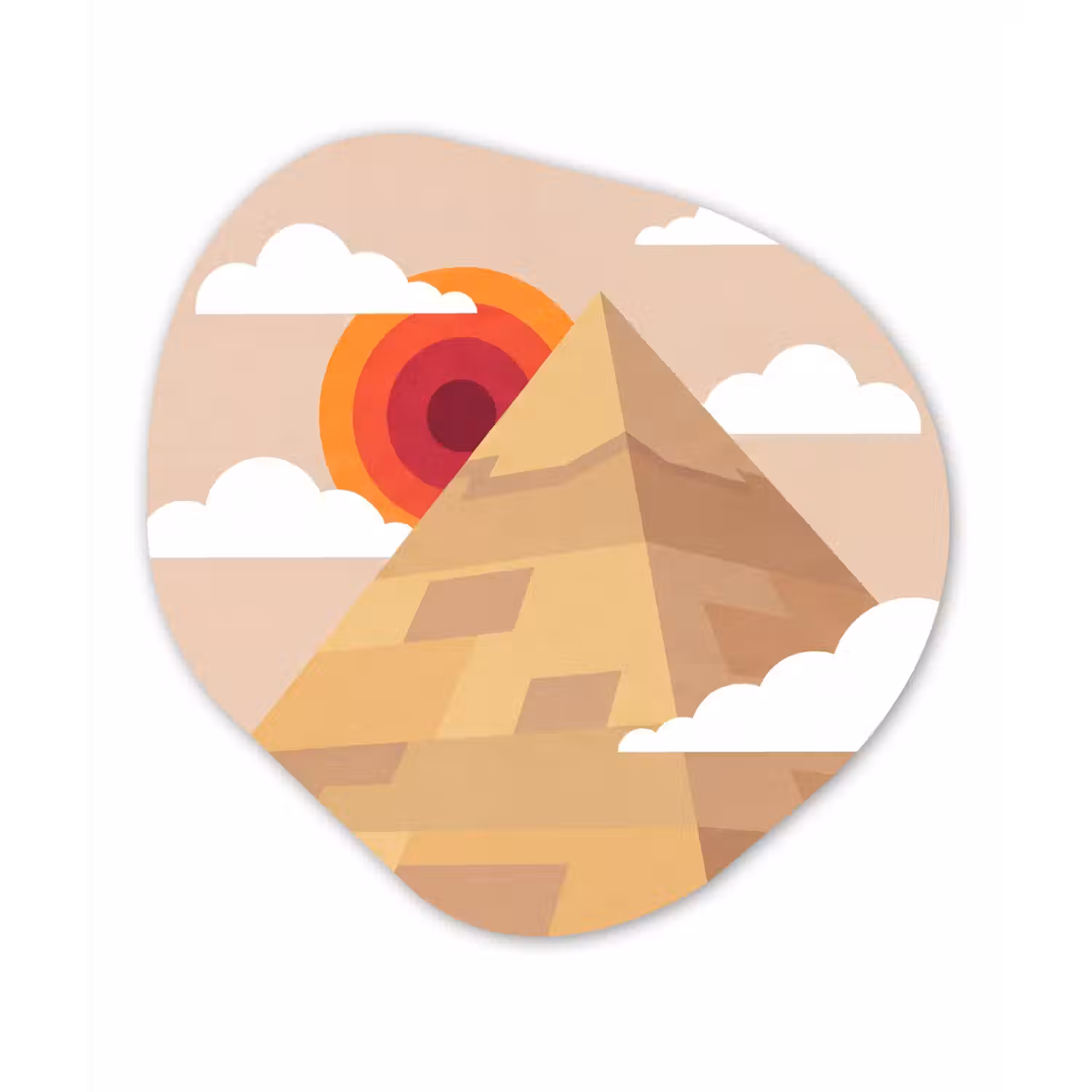 Piramide - Zon - Woestijn - Modern - Oranje Wandcirkel Organisch Forex 3mm klein -3d