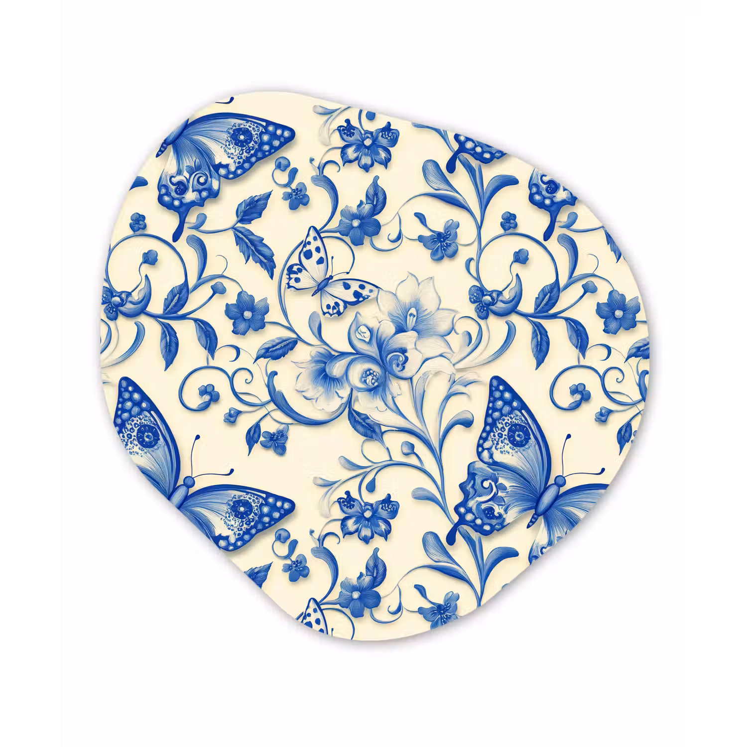 Vlinders - Bloemen - Blauw - Botanisch Wandcirkel Organisch Forex 3mm klein 629 -3d