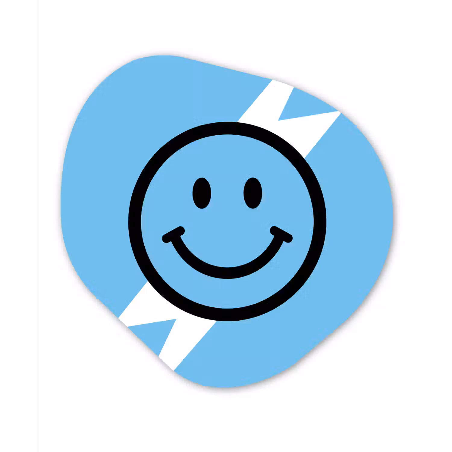 Smiley - Blauw - Bliksem Wandcirkel Organisch Forex 3mm klein -3d